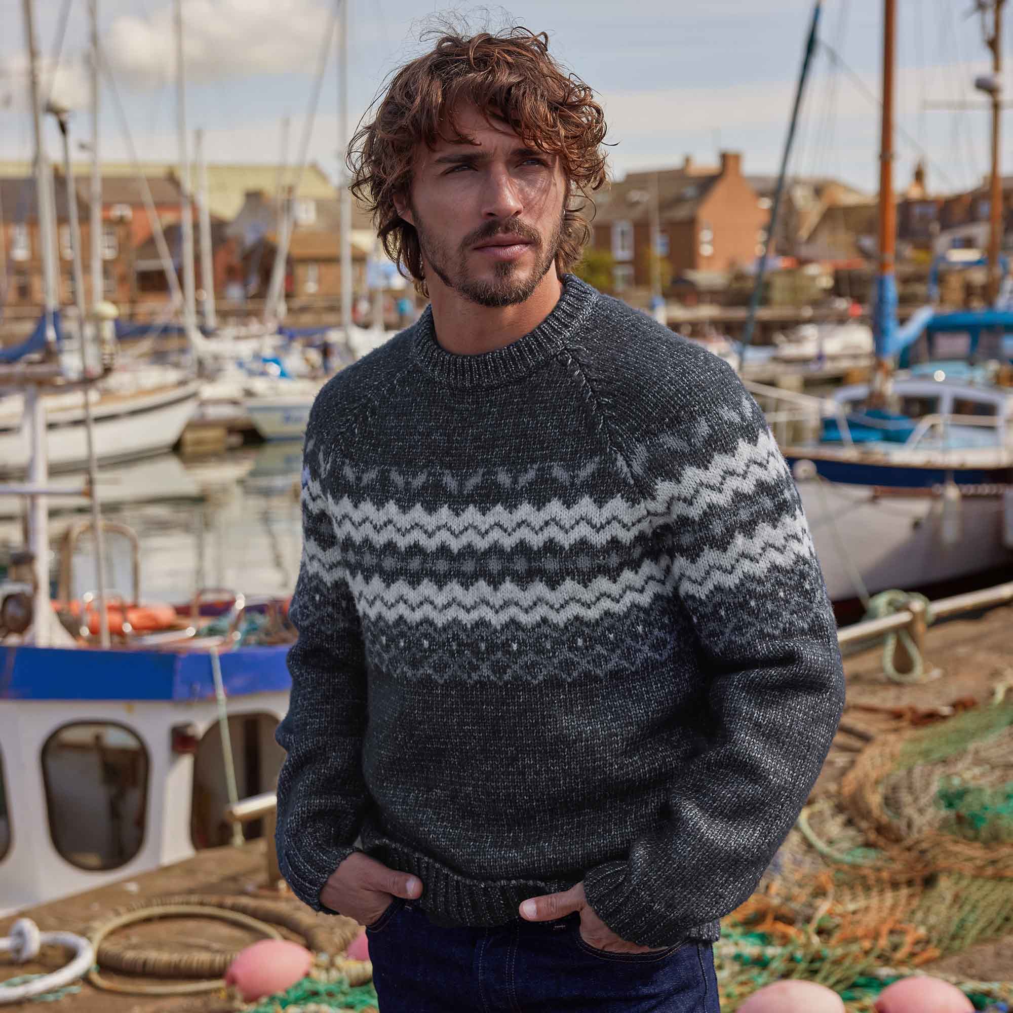 Michael Mens Chunky Knitted Jumper - Dark Indigo Marl - Image 11