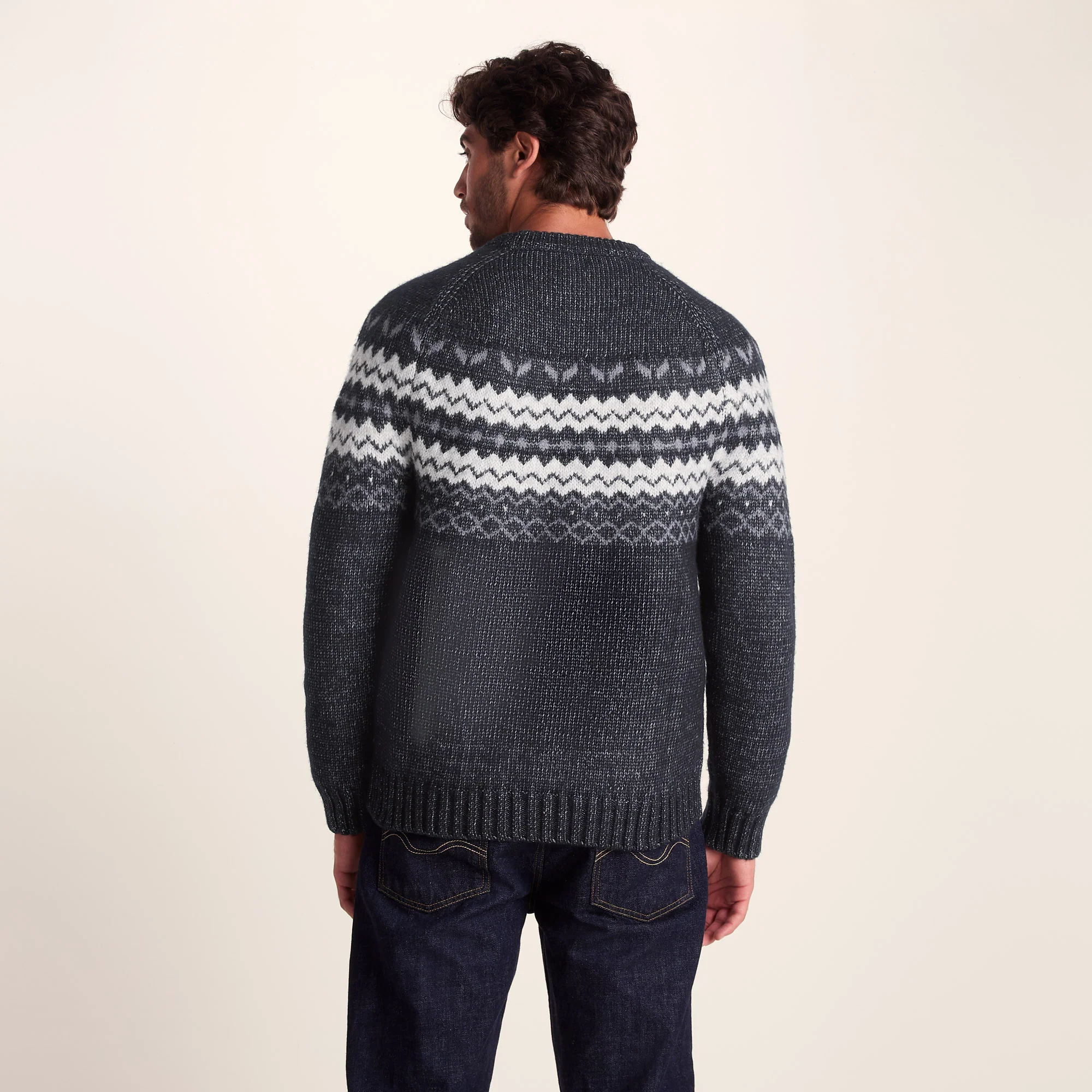 Michael Mens Chunky Knitted Jumper - Dark Indigo Marl - Image 6