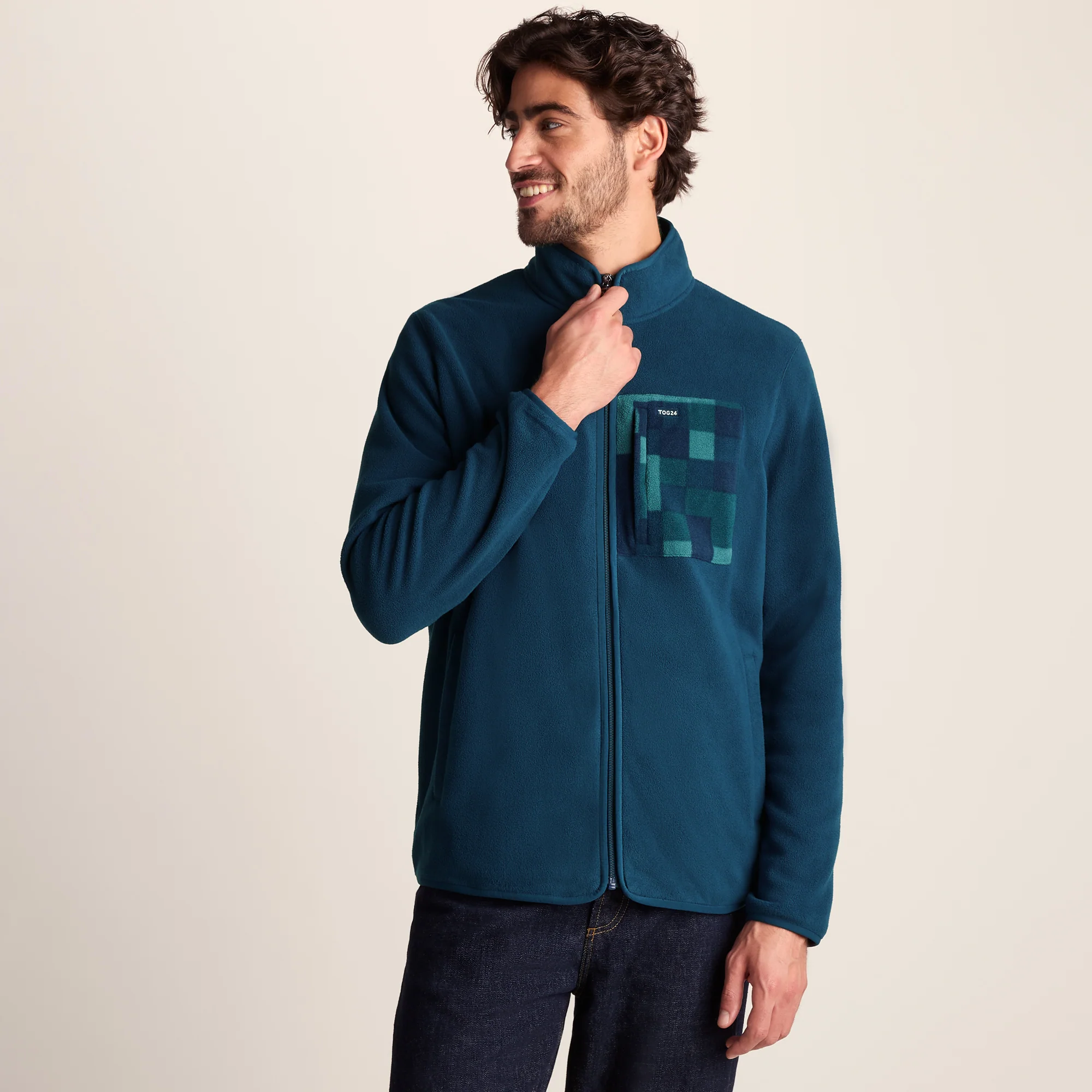 Miles Mens Relaxed Fit Microfleece Jacket - Inky Blue - Image 6