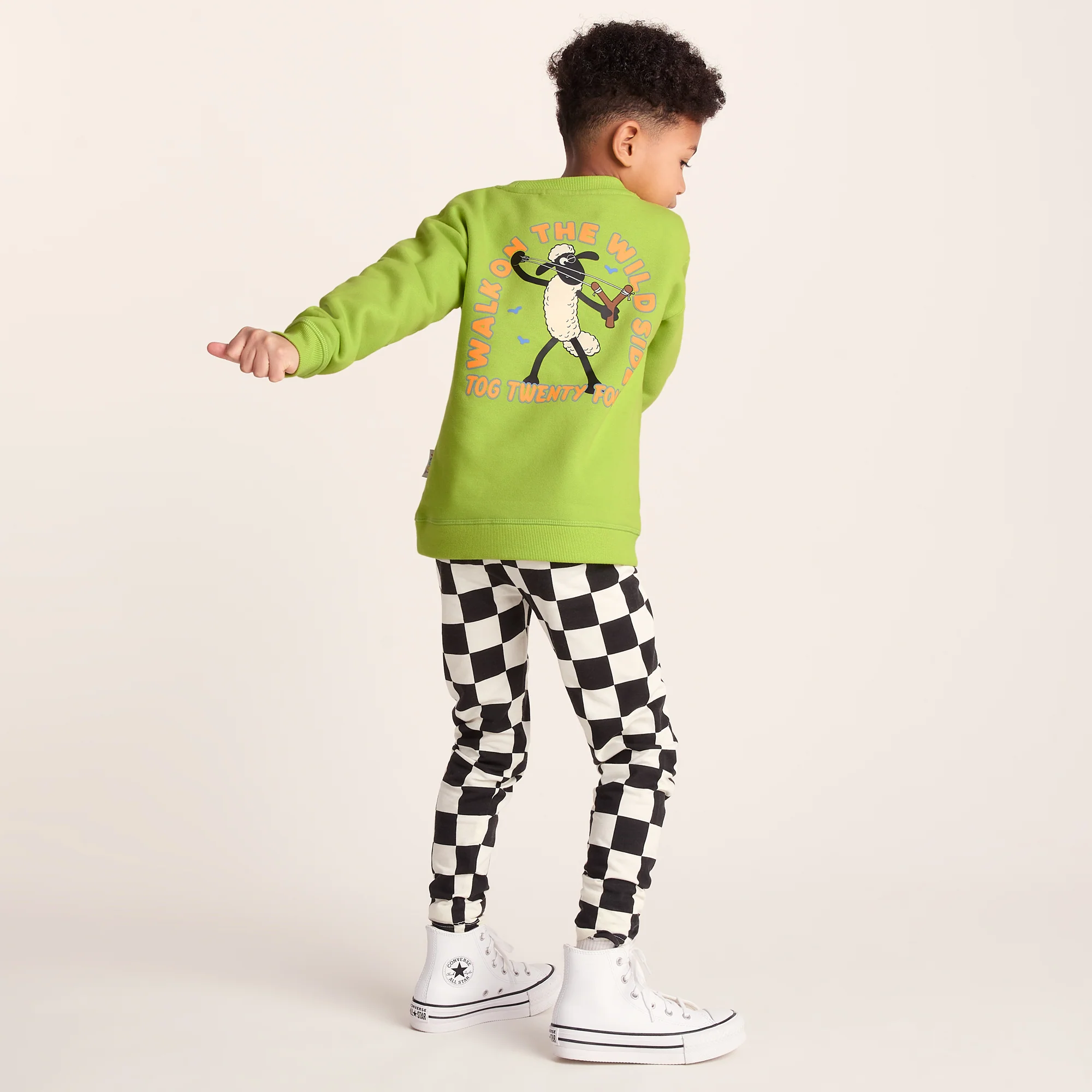 Montadale Kids Shaun the Sheep Crew Sweat - Lime Green - Image 3