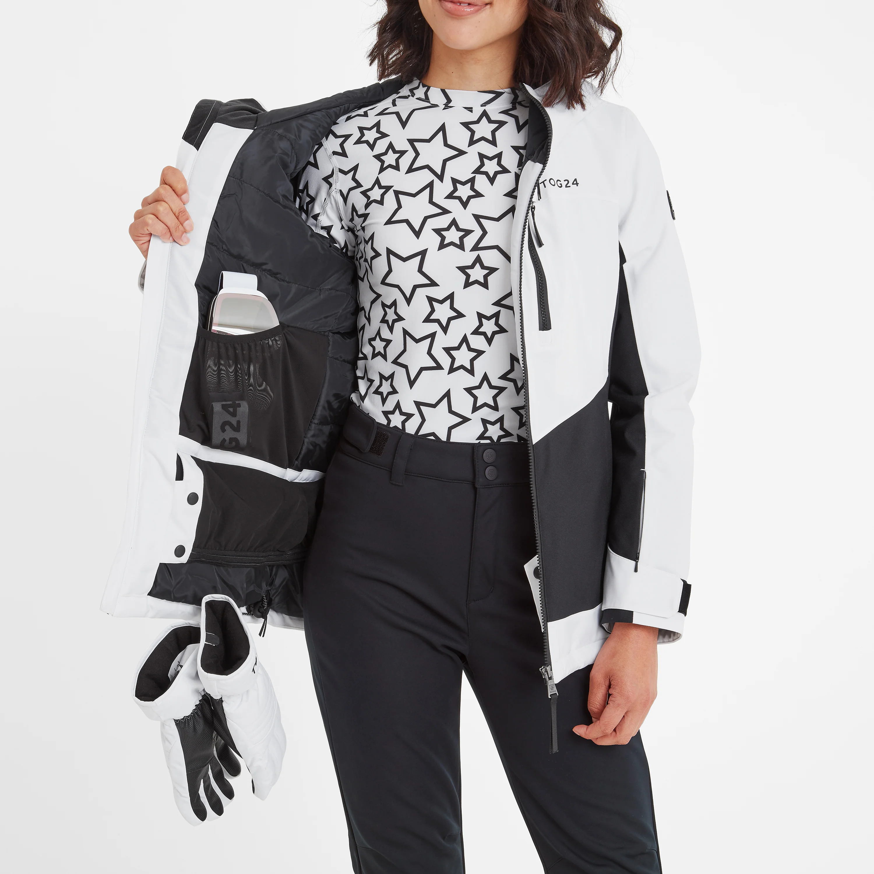 Montana Womens Ski Jacket - Black/Optic White - Image 6