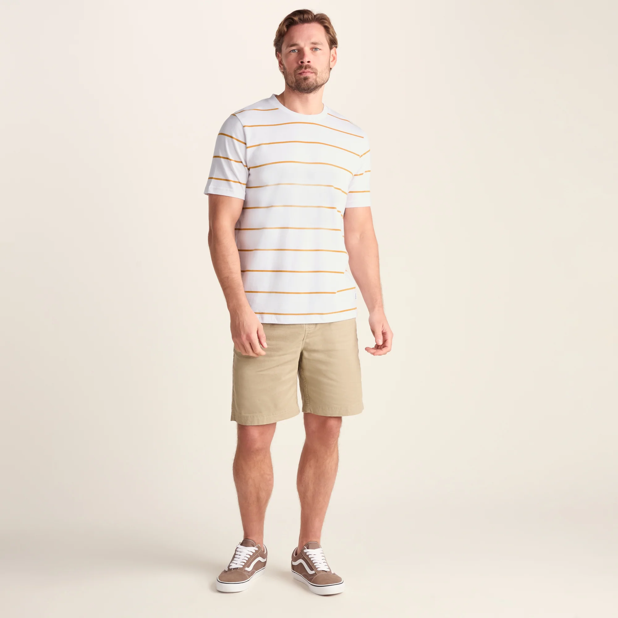 Morar Mens 100% Cotton Supersoft T-Shirt - Dark Yellow Stripe - Image 2