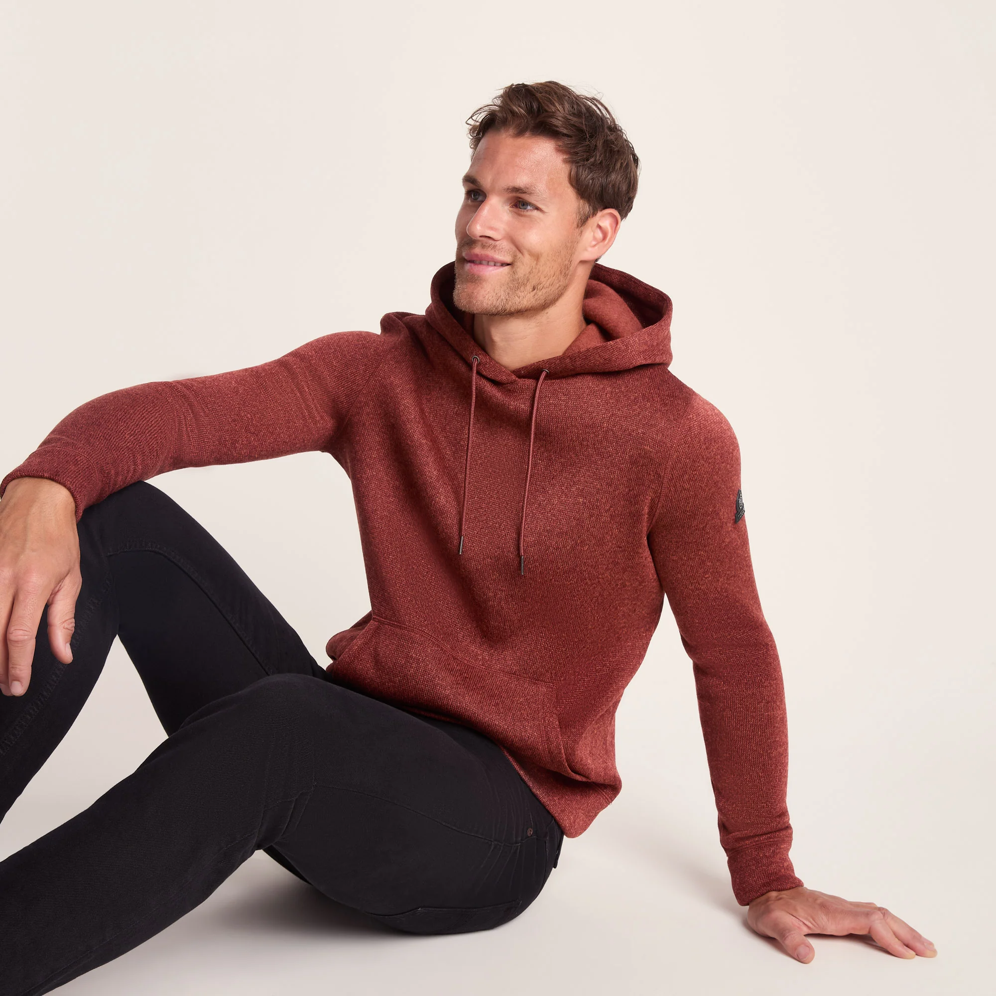 Mosby Mens Supersoft Knitlook Fleece Hoody - Clay Marl - Image 4