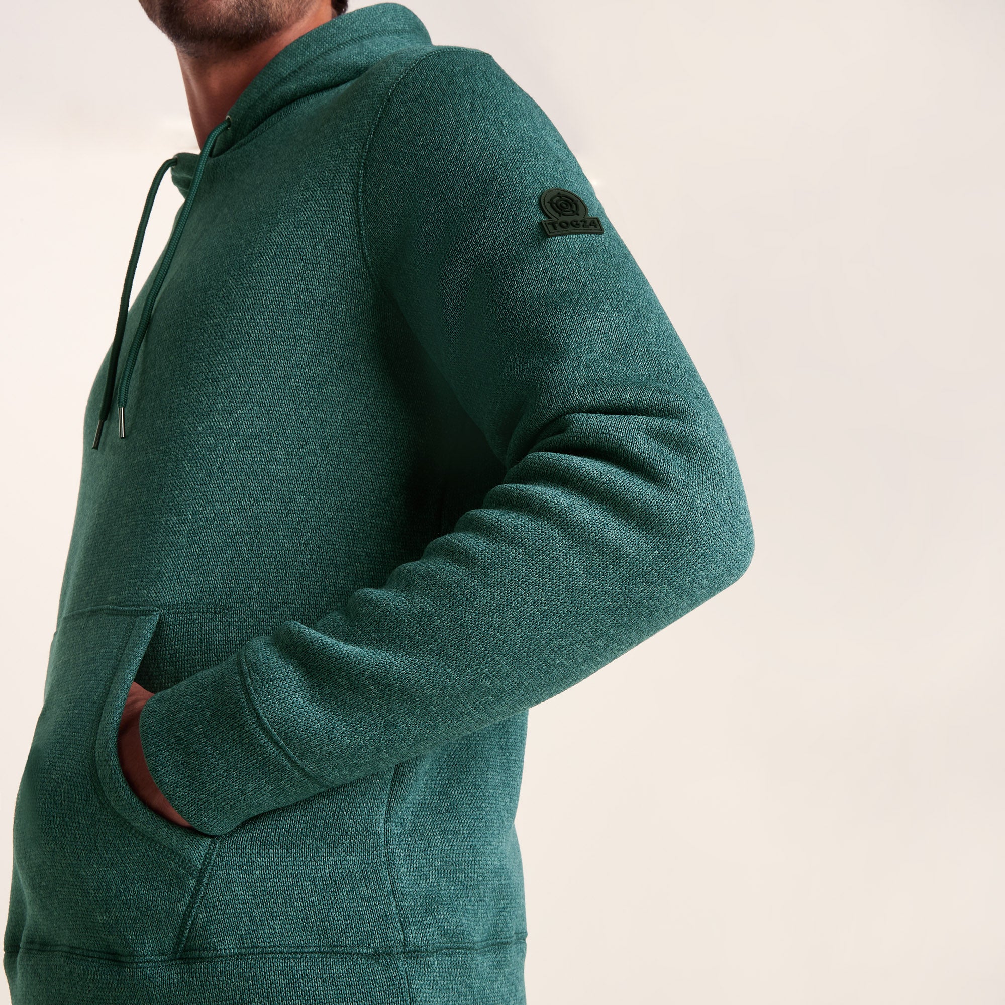 Mosby Mens Supersoft Knitlook Fleece Hoody - Dark Turquoise Marl - Image 6