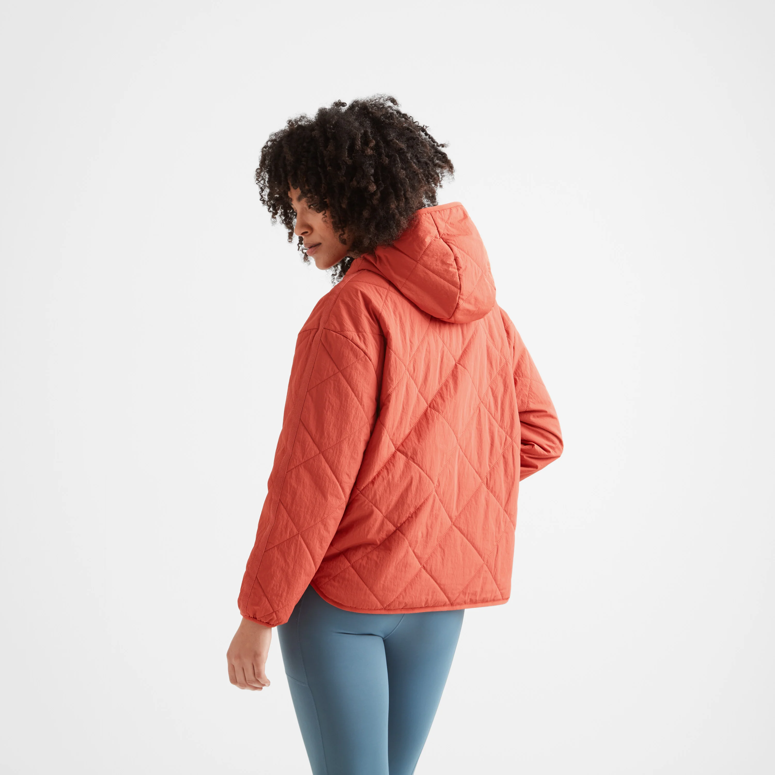 Nanford Womens Oversized Shower Resistant Diamond Quilted Jacket - Cranberry - Image 4