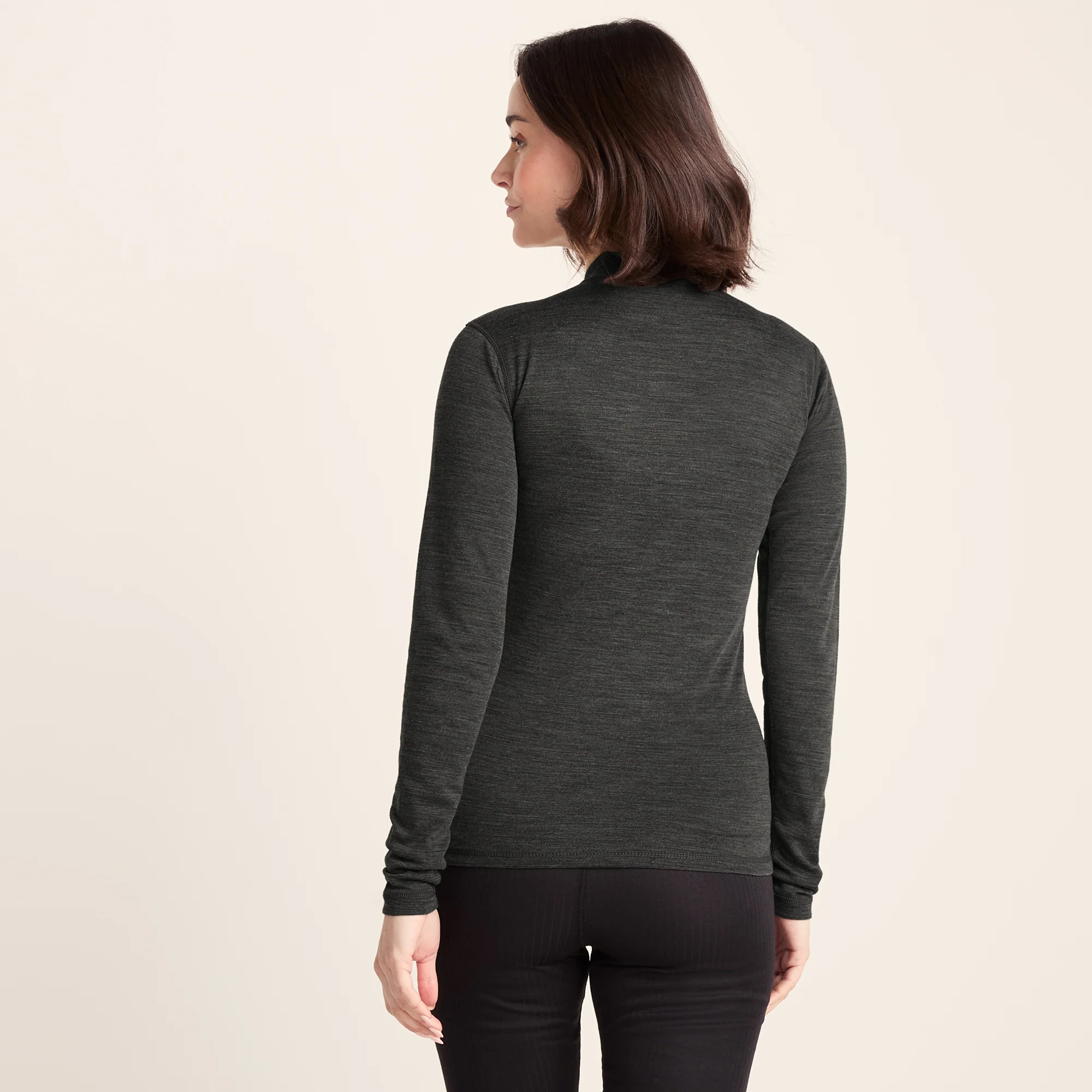 Nevis Womens Merino Base Layer Zip Neck - Grey Marl - Image 3