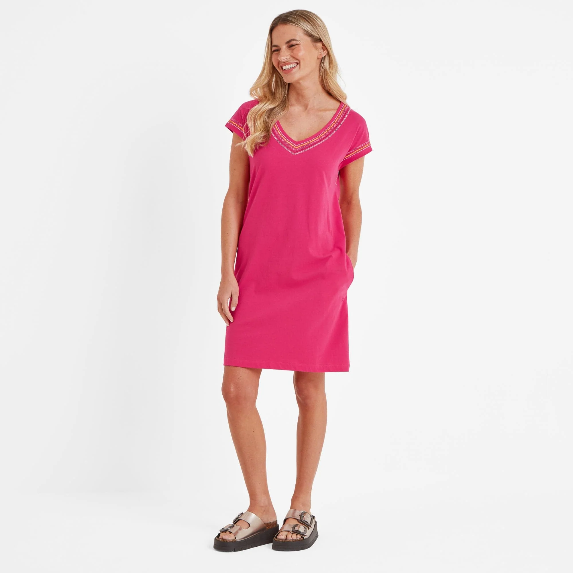 Nicolette Womens Jersey  Dress - Magenta Pink - Image 3