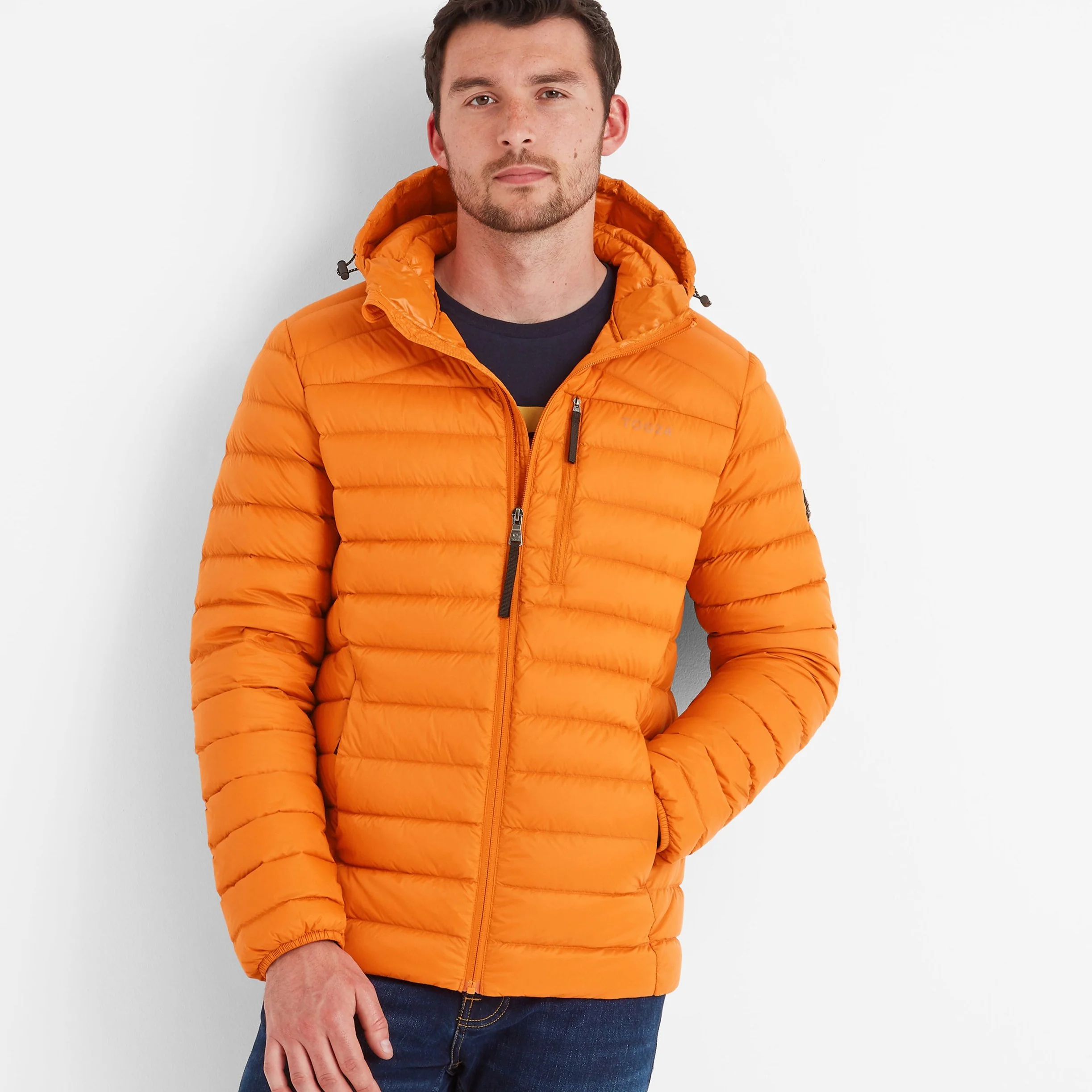 North Mens RDS Certified Down Hooded Jacket - Dark Orange