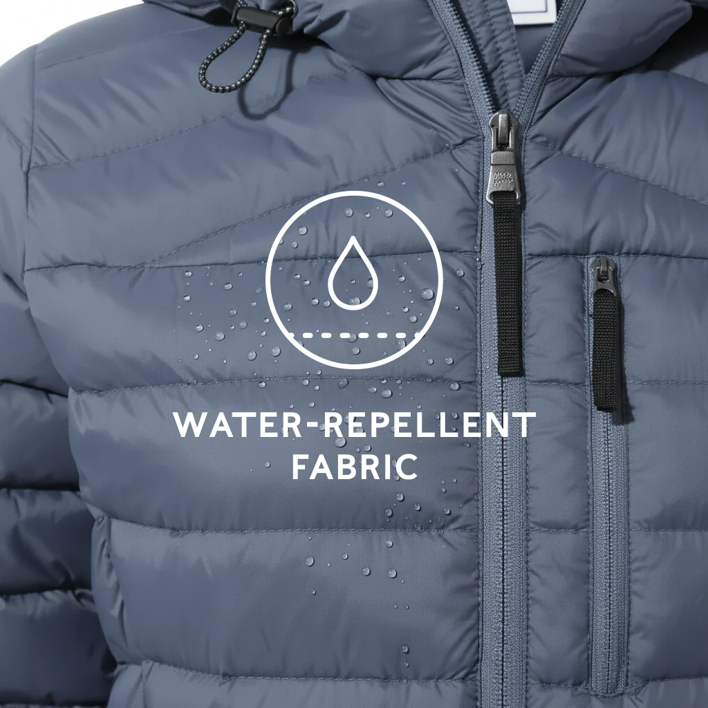 North Womens RDS Certified Down Hooded Jacket - Blue Stone - Image 7