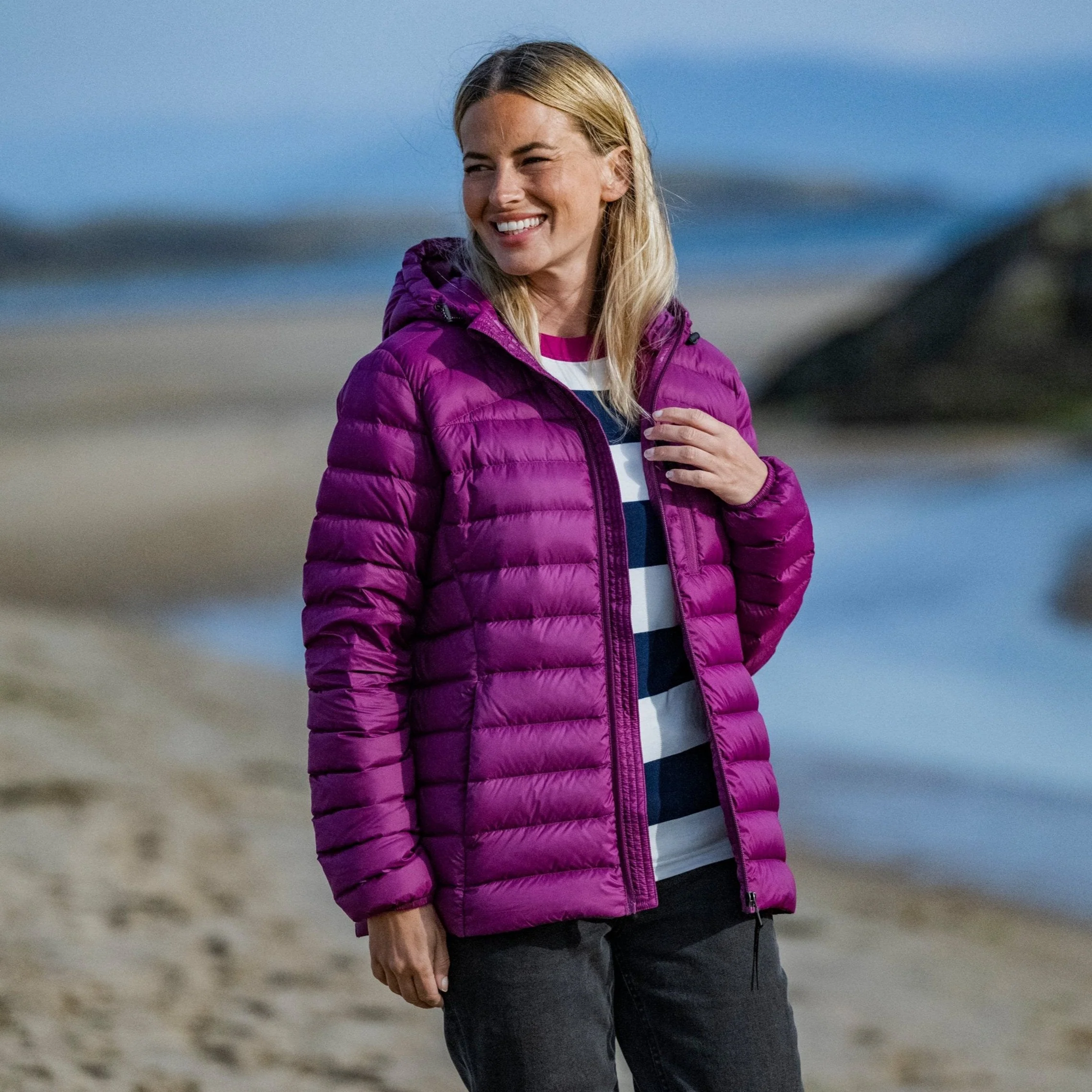 North Womens RDS Certified Down Hooded Jacket - Purple Berry - Image 3