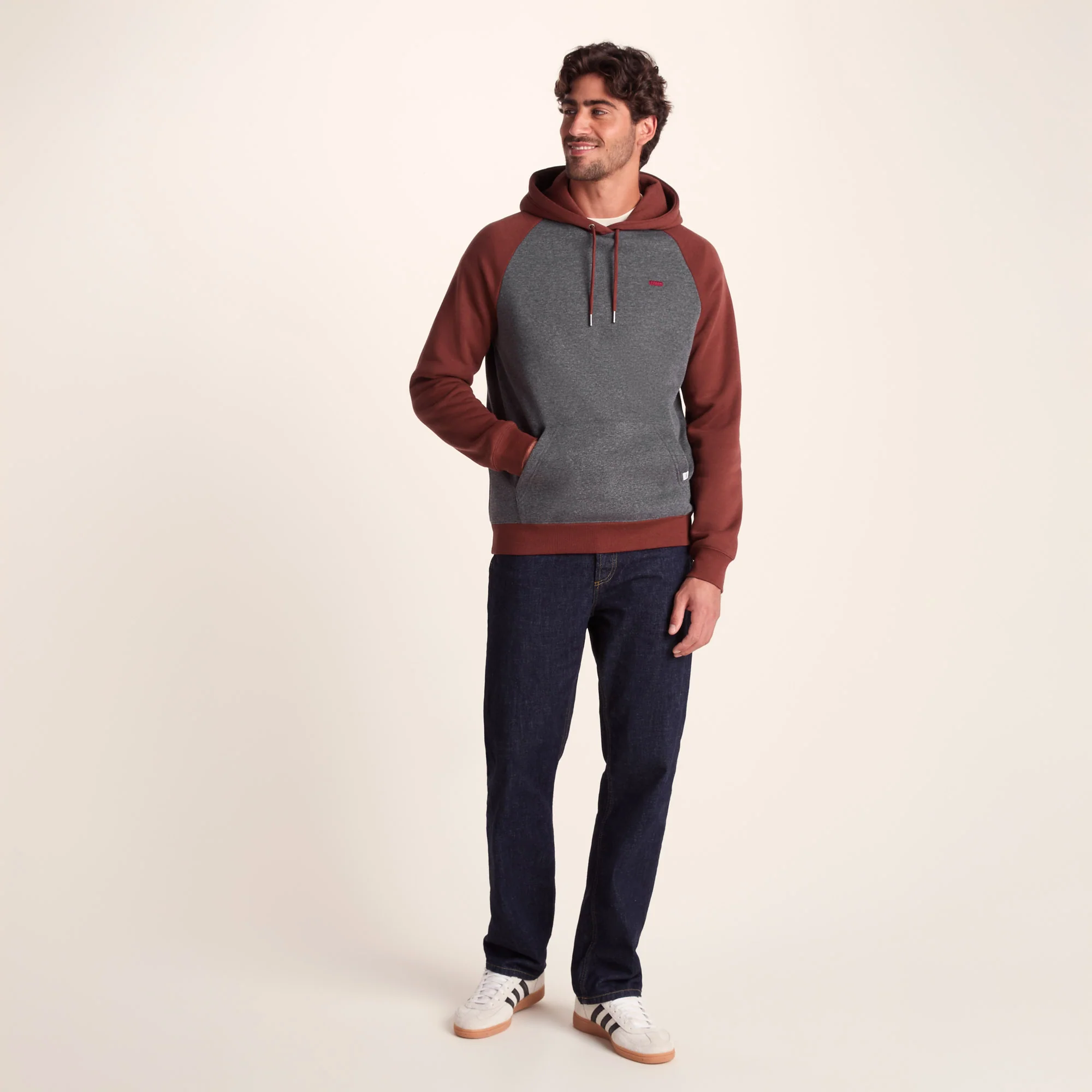 Noston Mens Supersoft Raglan Hoody - Port - Image 2