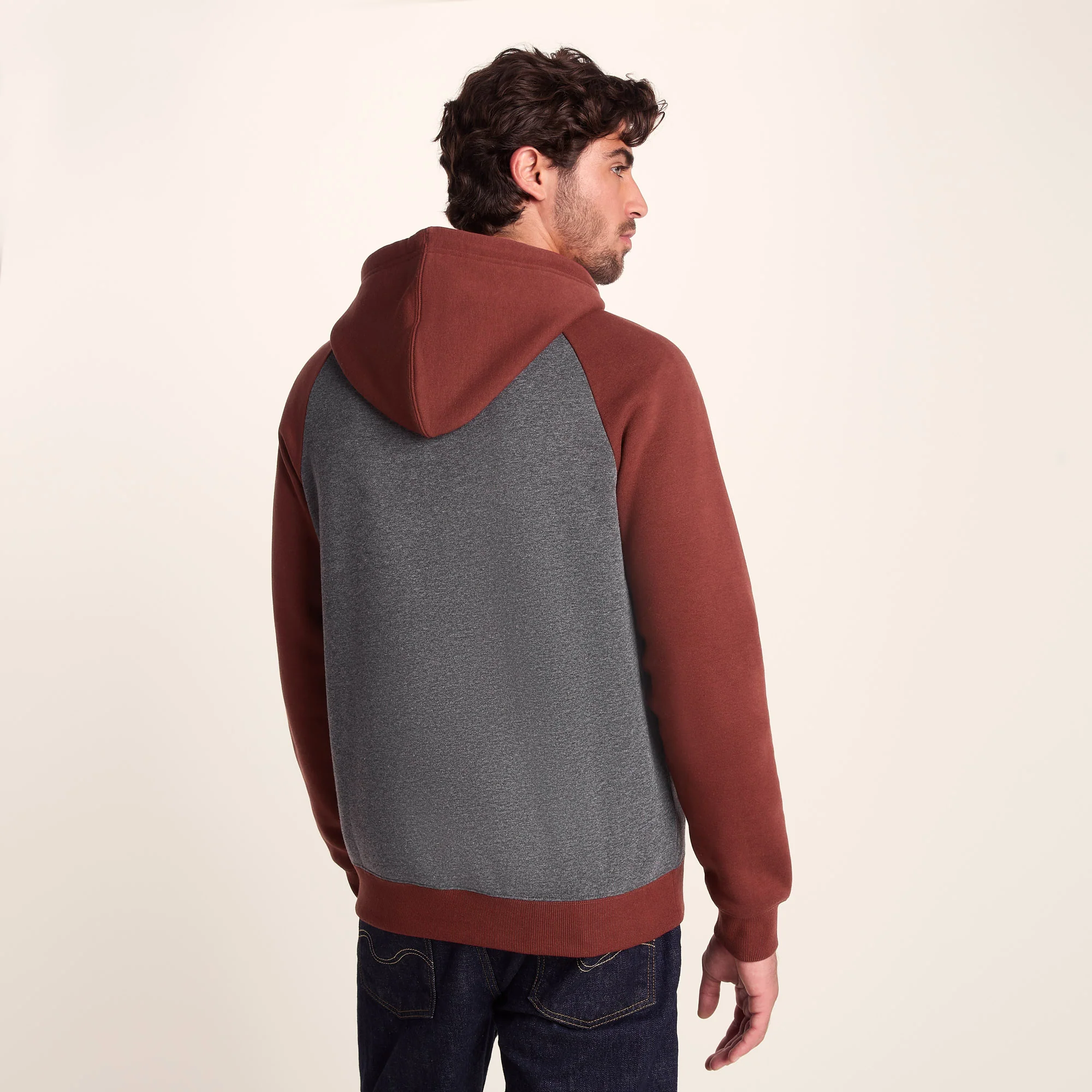Noston Mens Supersoft Raglan Hoody - Port - Image 3