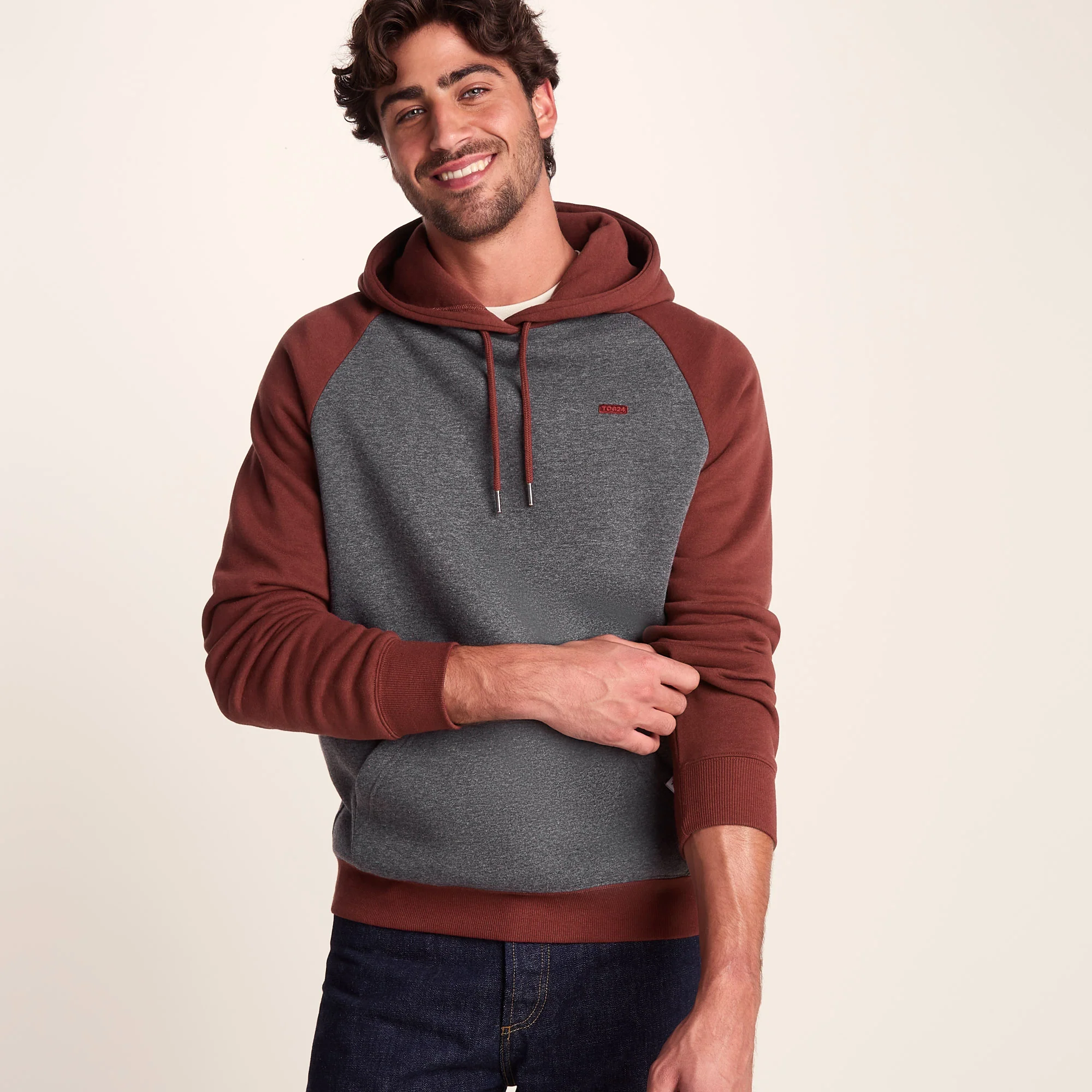 Noston Mens Supersoft Raglan Hoody - Port - Image 6