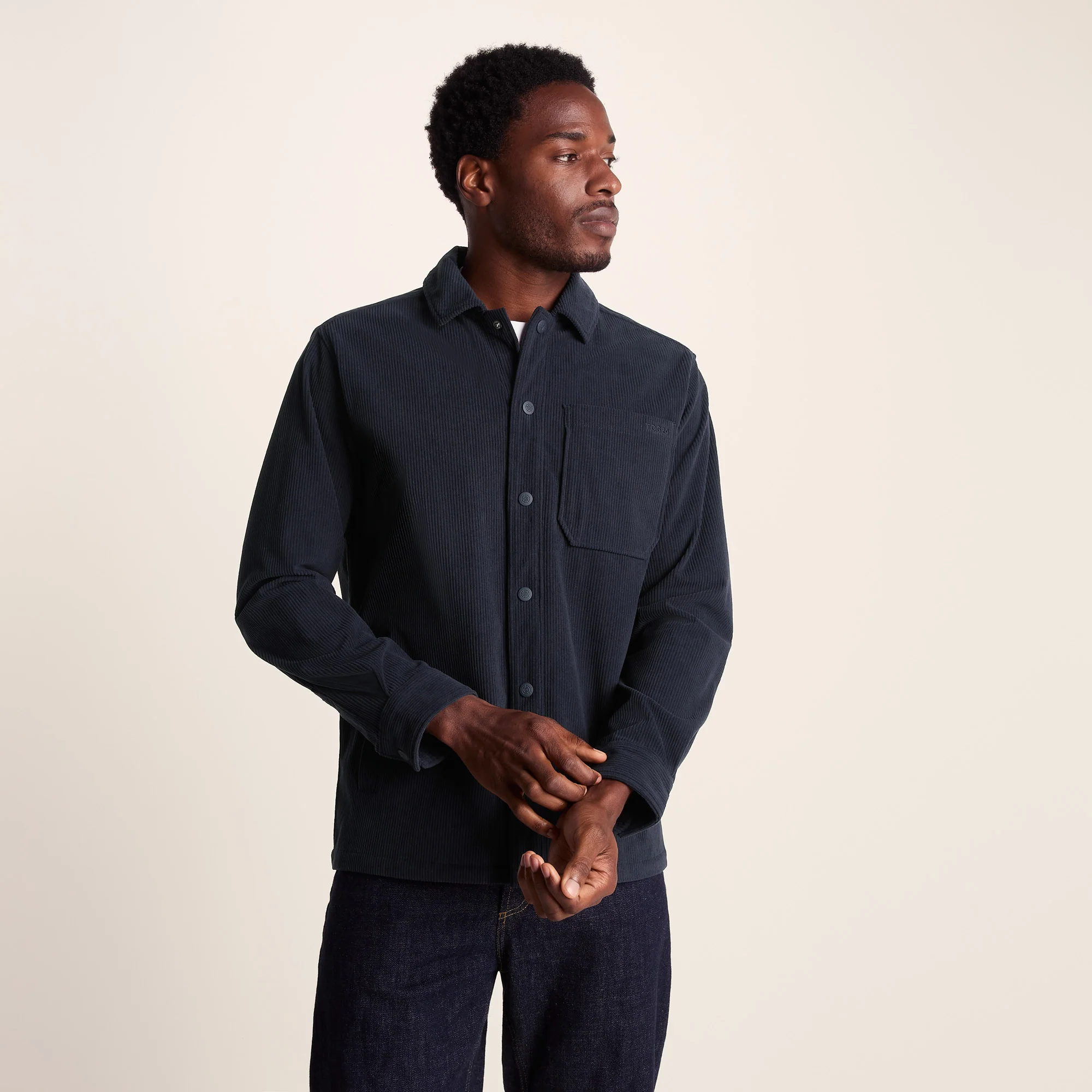 Olson Mens Chunky Corduroy Shacket - Dark Indigo - Image 2