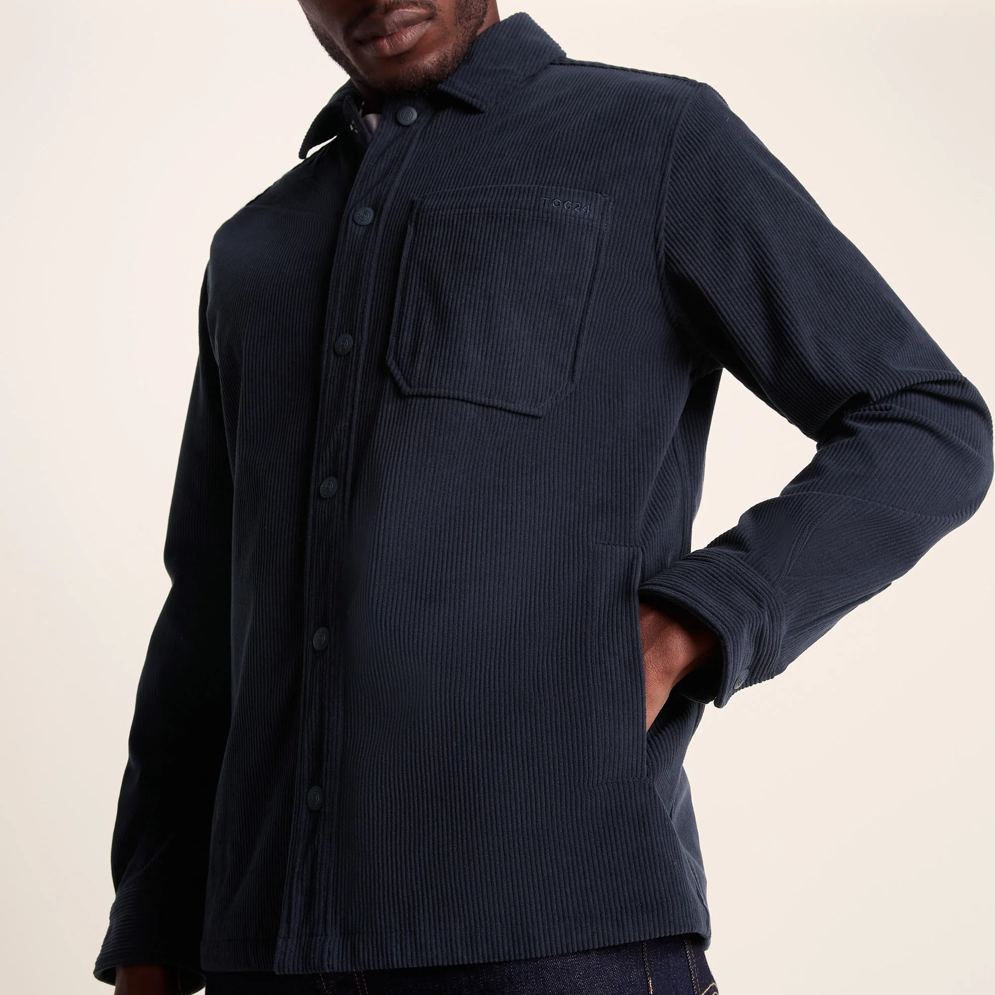 Olson Mens Chunky Corduroy Shacket - Dark Indigo - Image 5