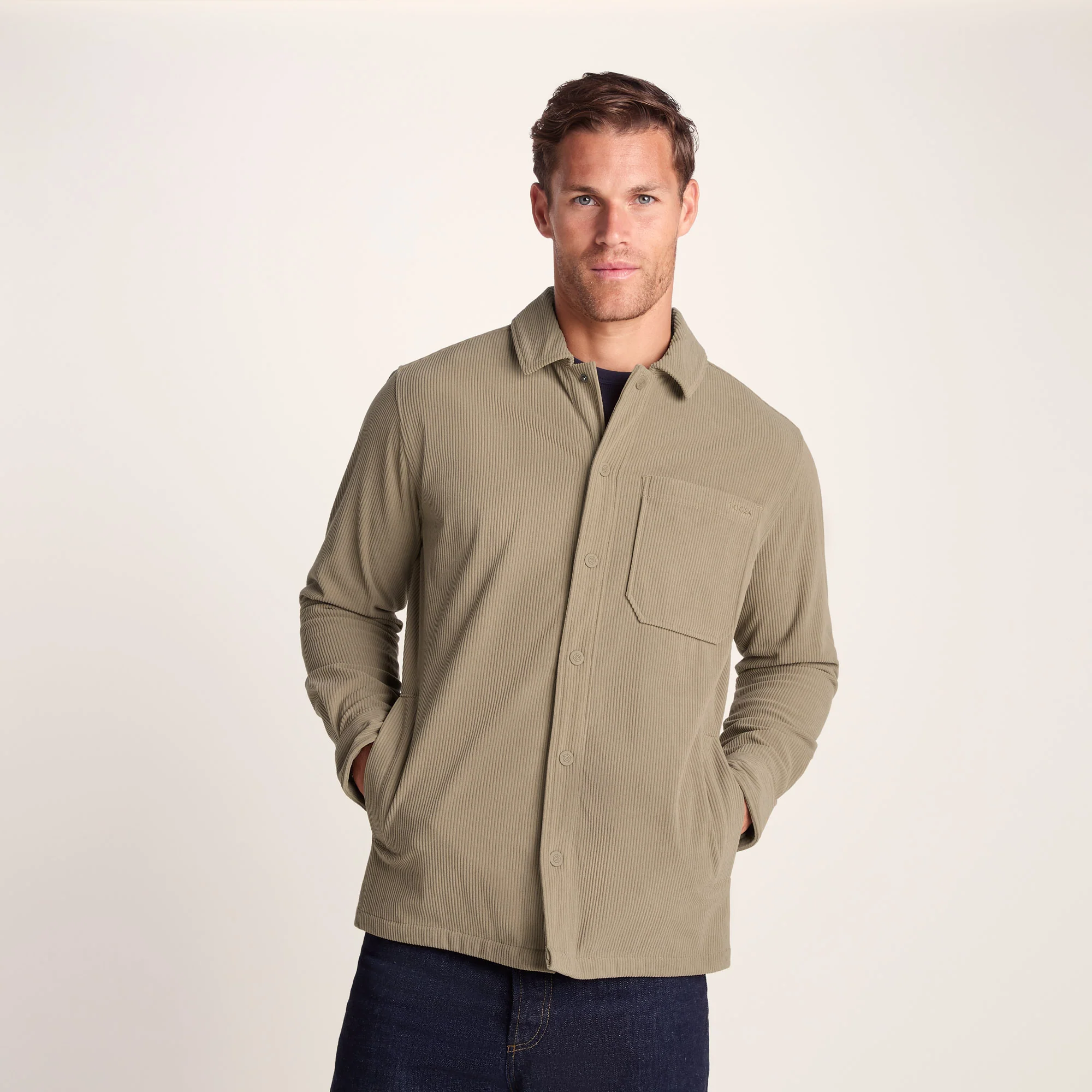 Olson Mens Chunky Corduroy Shacket - Walnut - Image 4