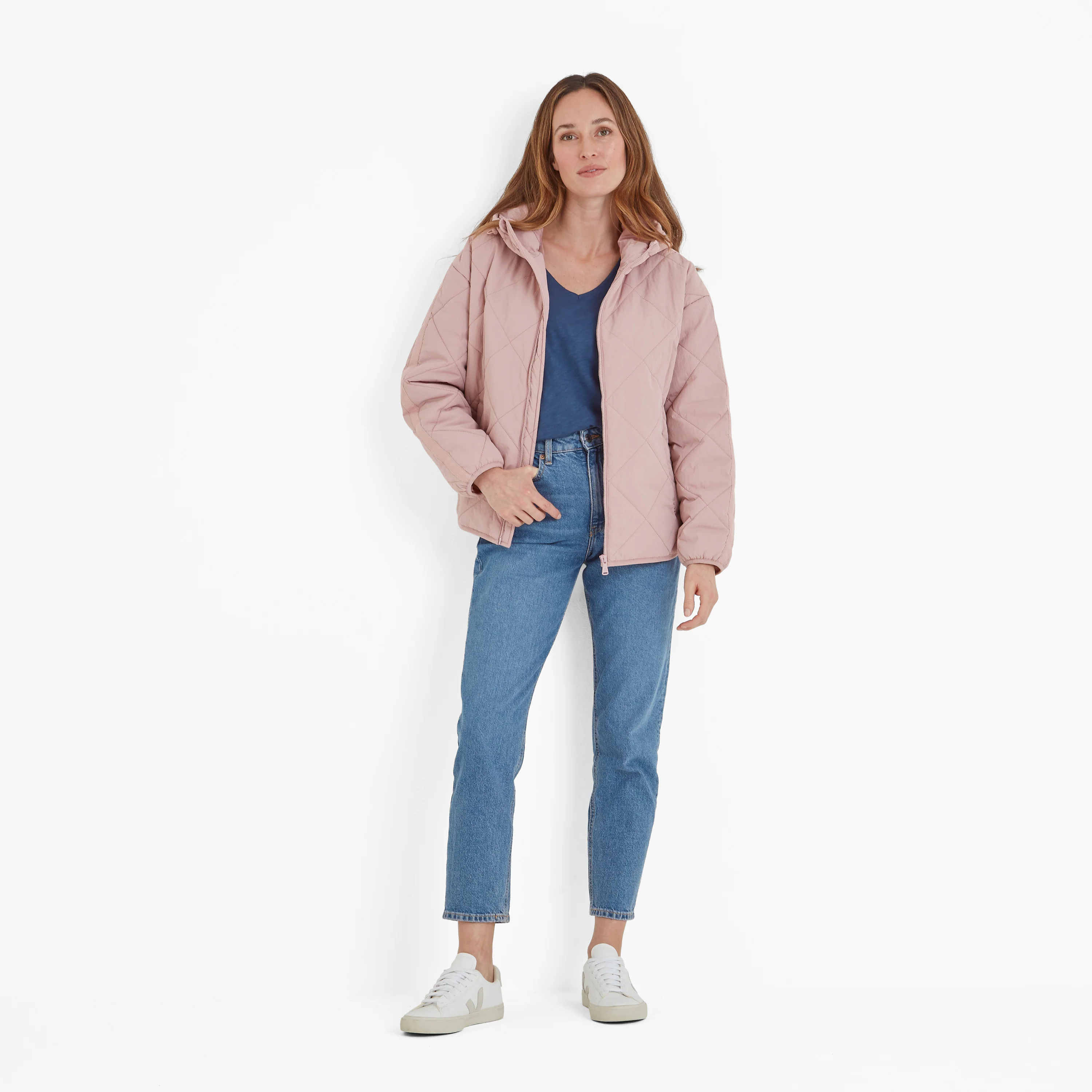 Orford Womens Hooded Packaway Padded Jacket - Faded Pink - Image 2