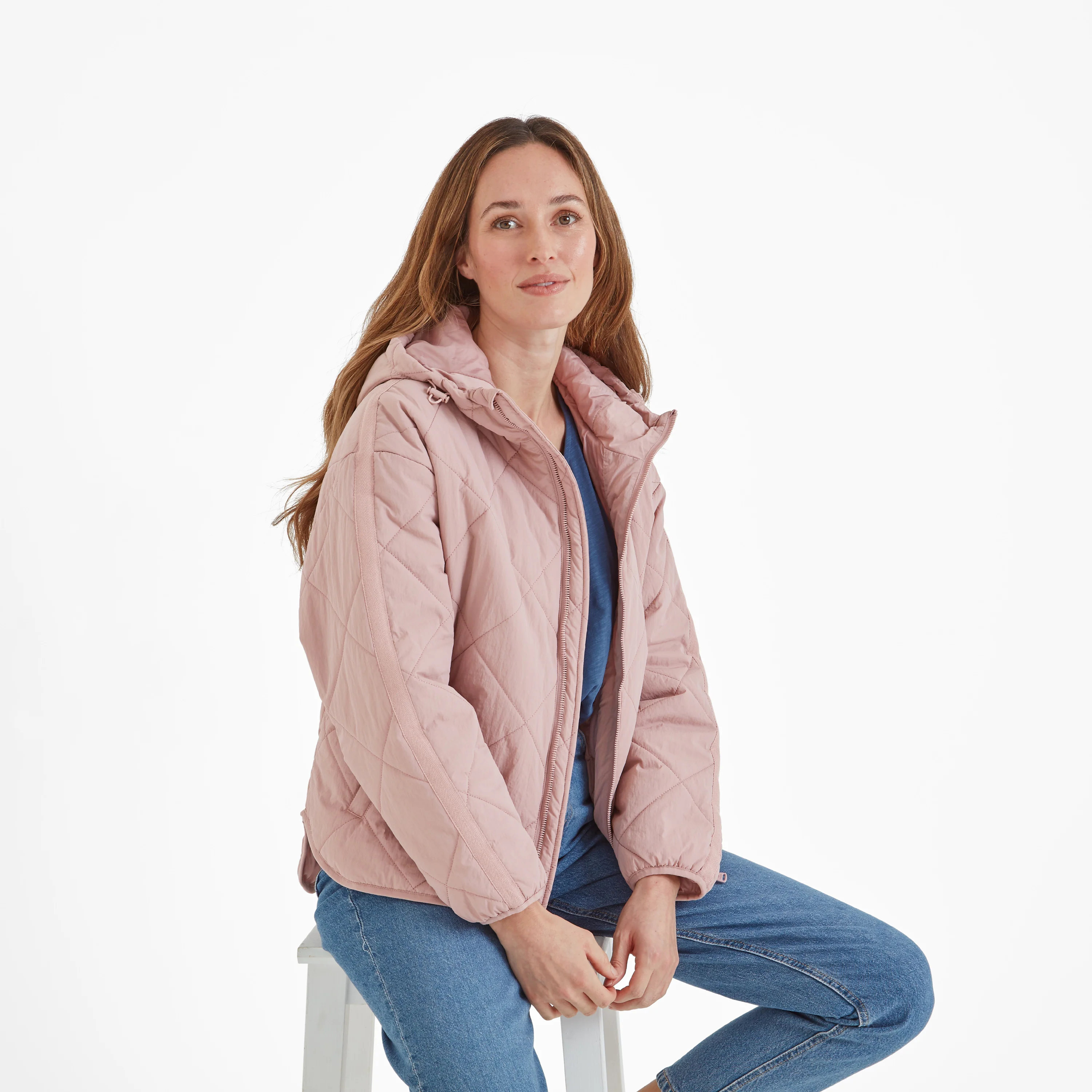 Orford Womens Hooded Packaway Padded Jacket - Faded Pink - Image 4