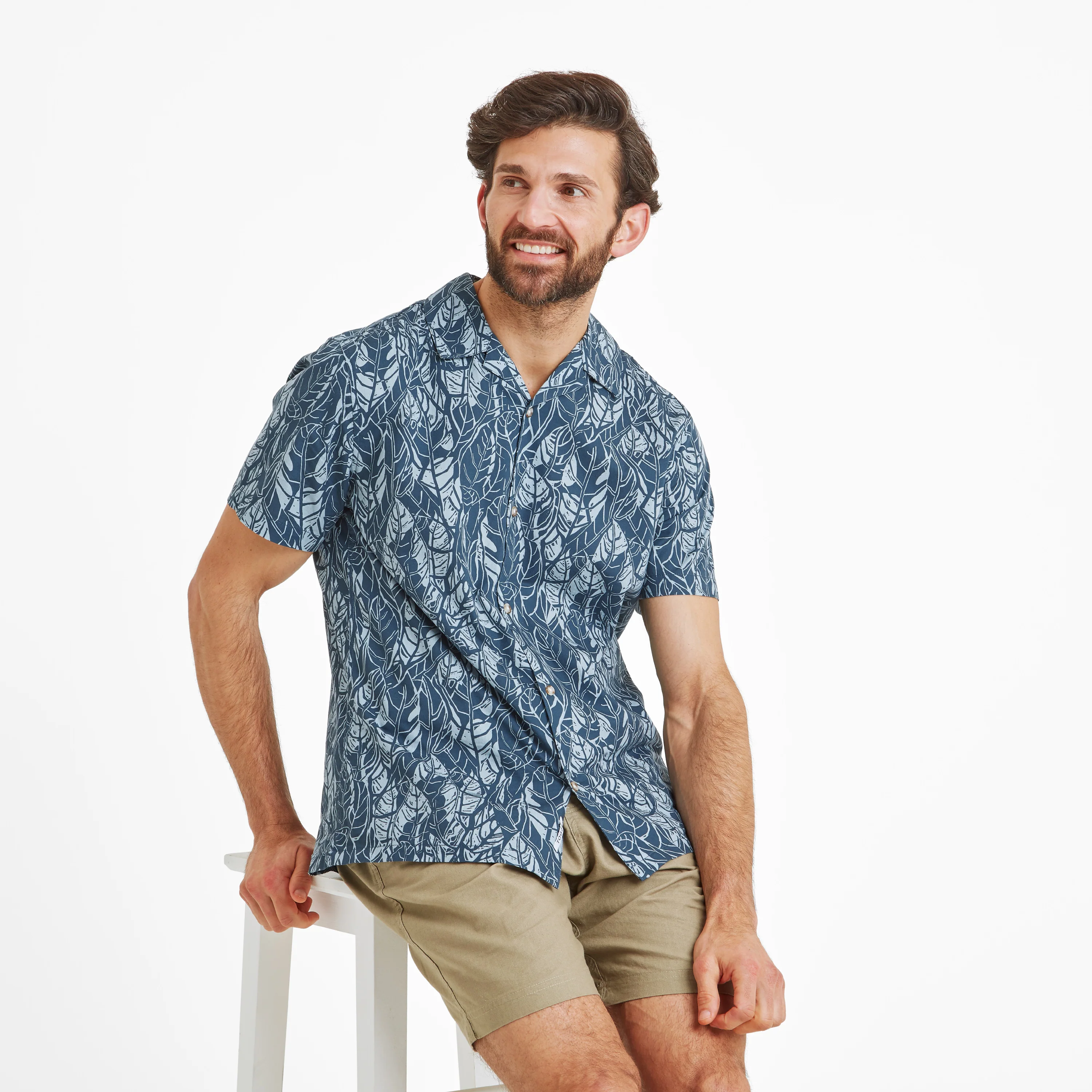 Otto Mens Short Sleeve Shirt - Night Sea Print - Image 4