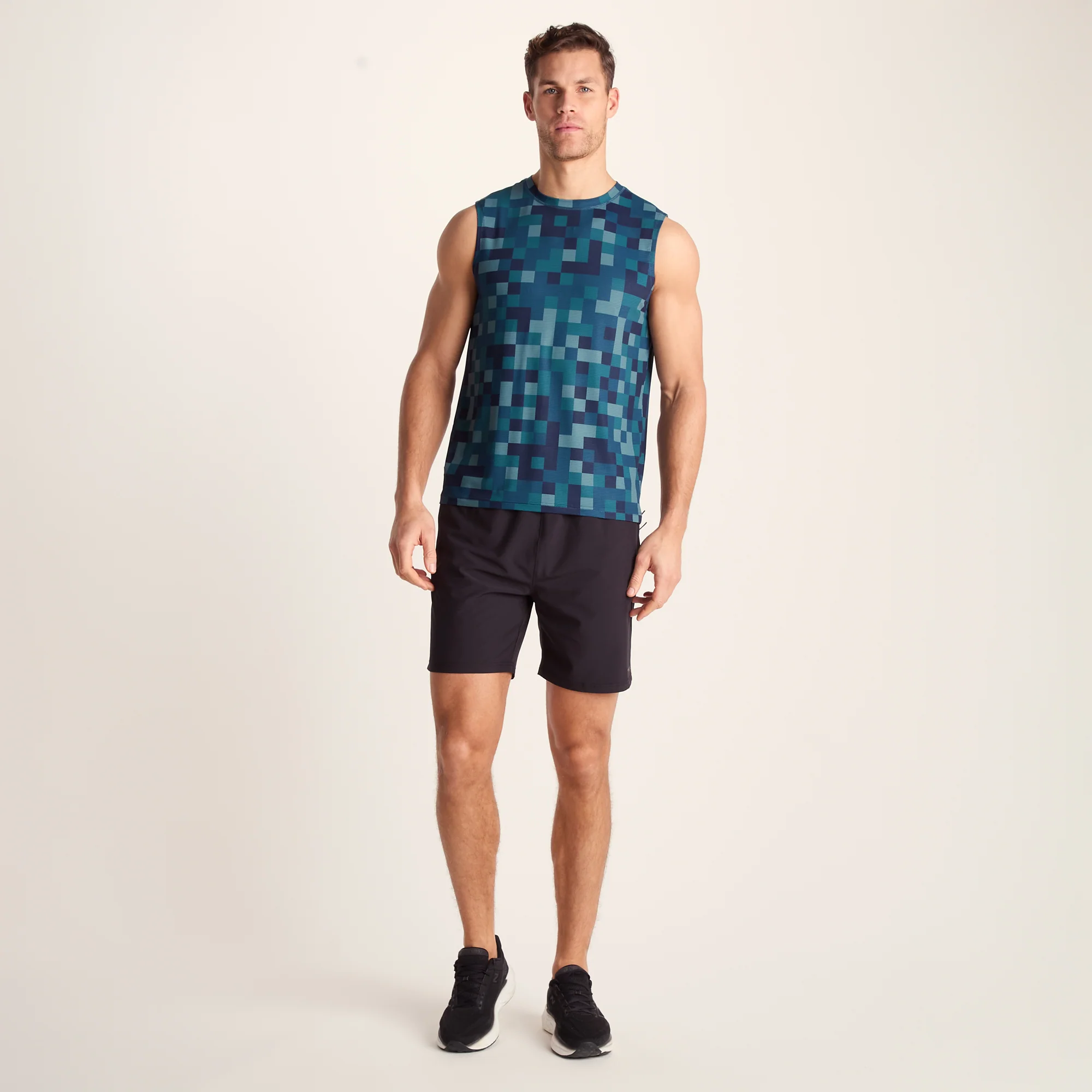 Pablo Mens Performance Vest - Inky Blue Pixel Print - Image 2