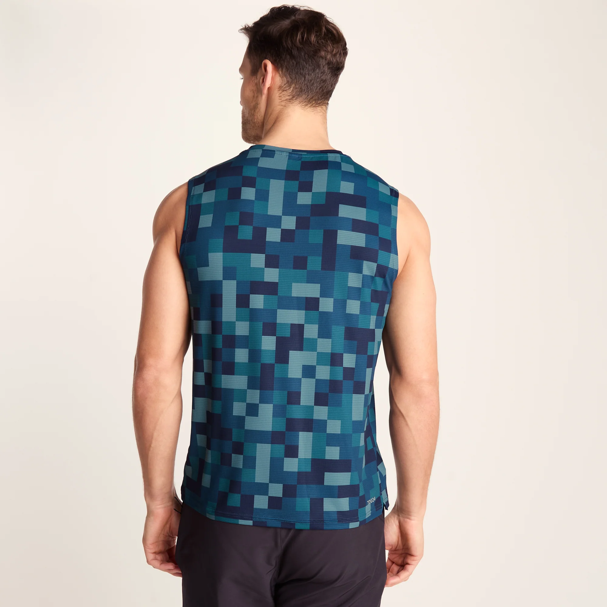 Pablo Mens Performance Vest - Inky Blue Pixel Print - Image 3