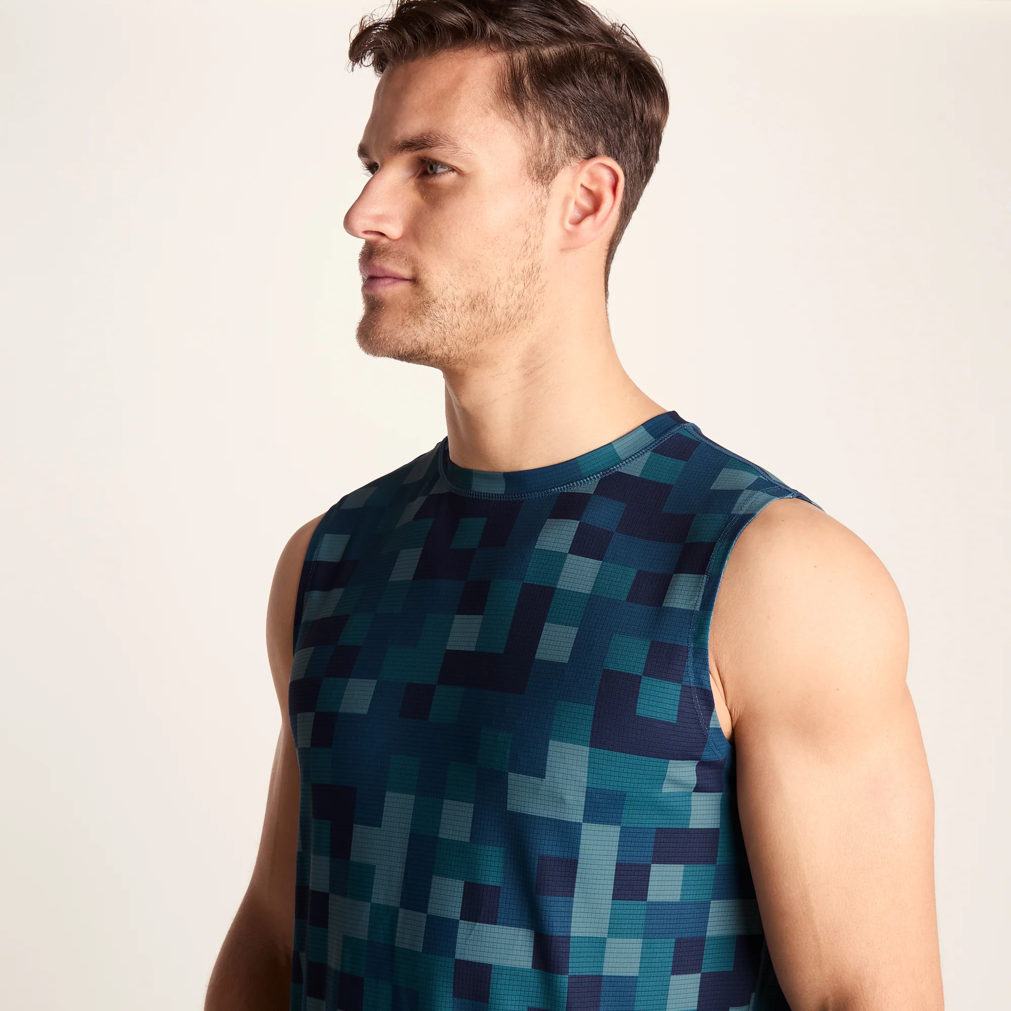 Pablo Mens Performance Vest - Inky Blue Pixel Print - Image 5