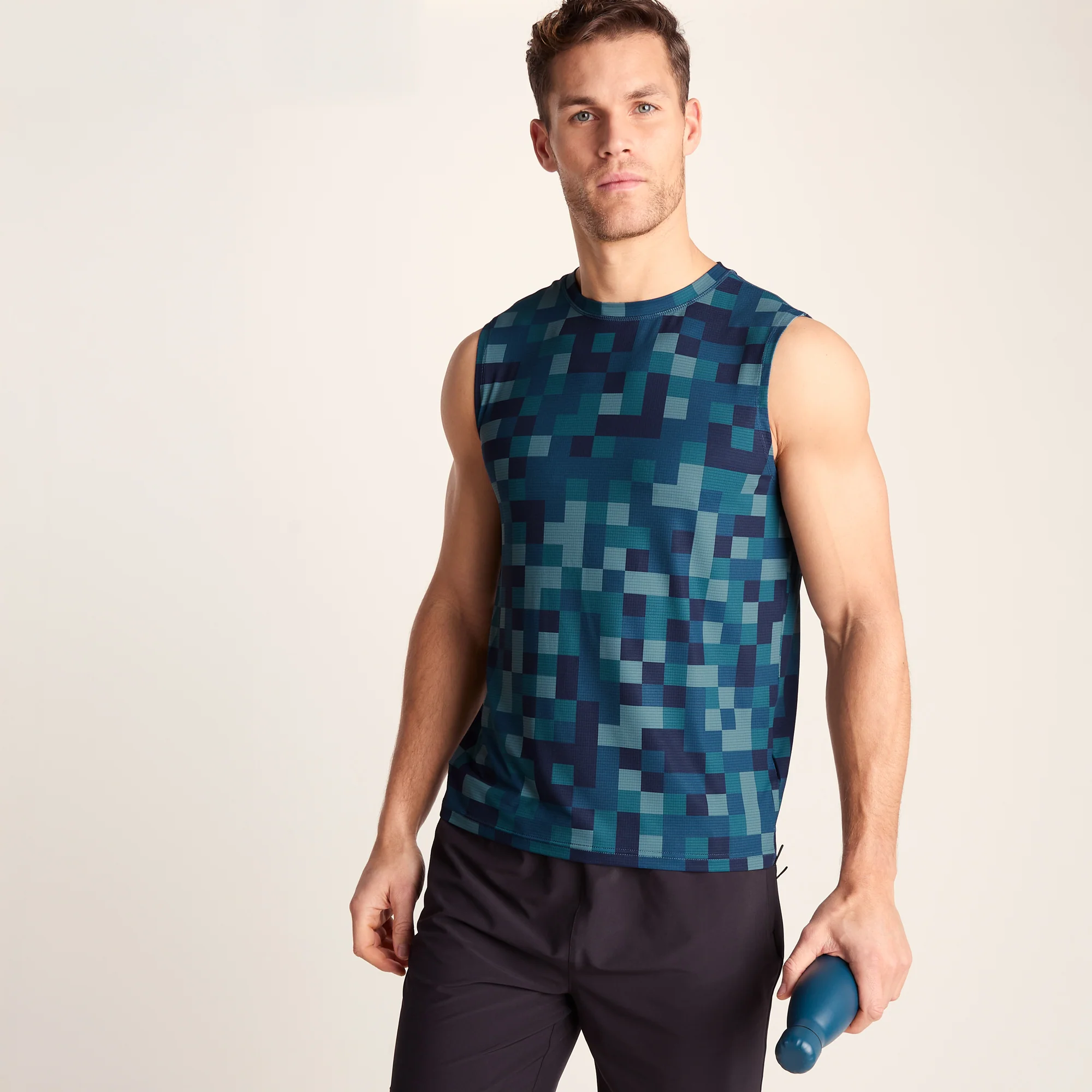 Pablo Mens Performance Vest - Inky Blue Pixel Print - Image 6