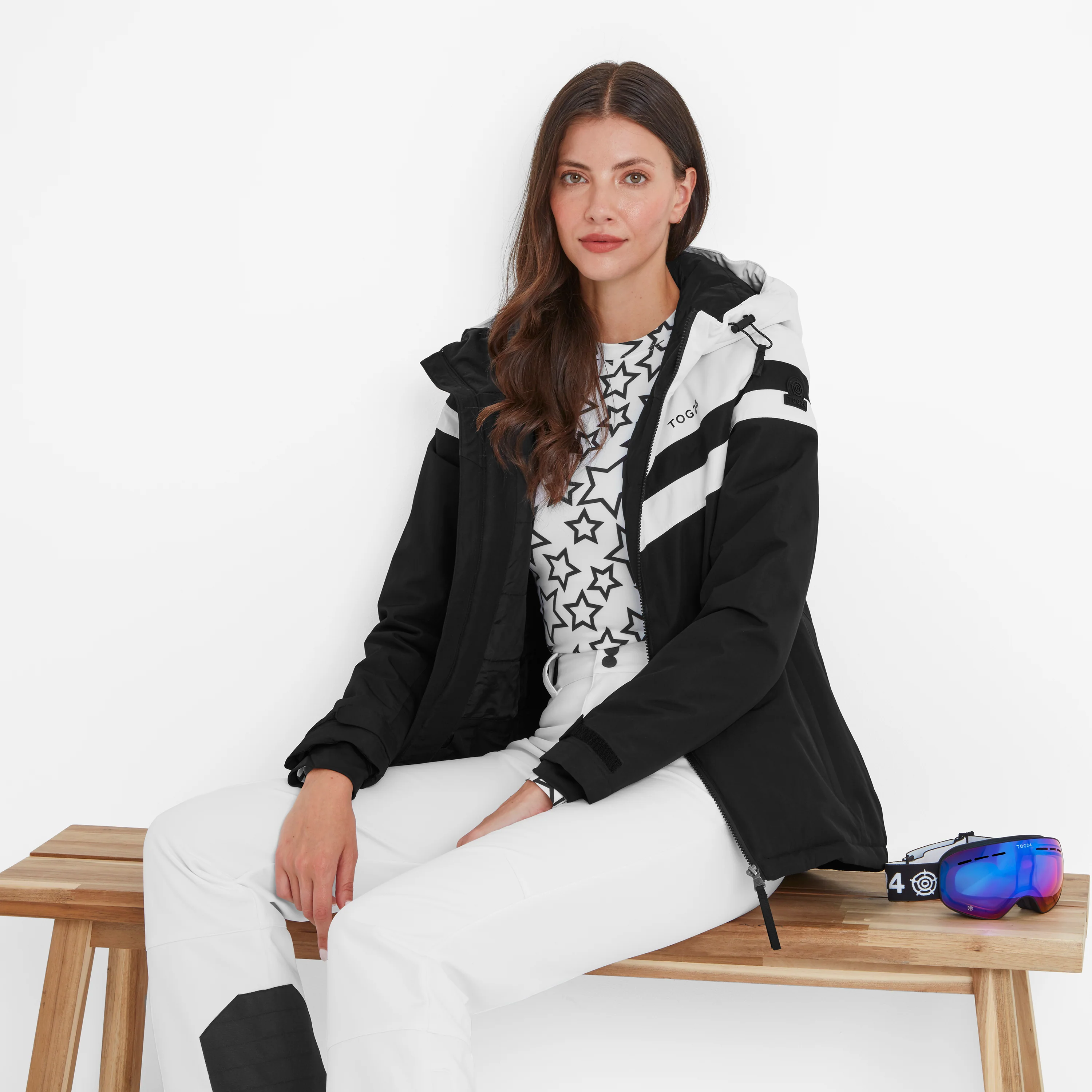 Panorama Womens Ski Jacket - Black/Optic White - Image 6