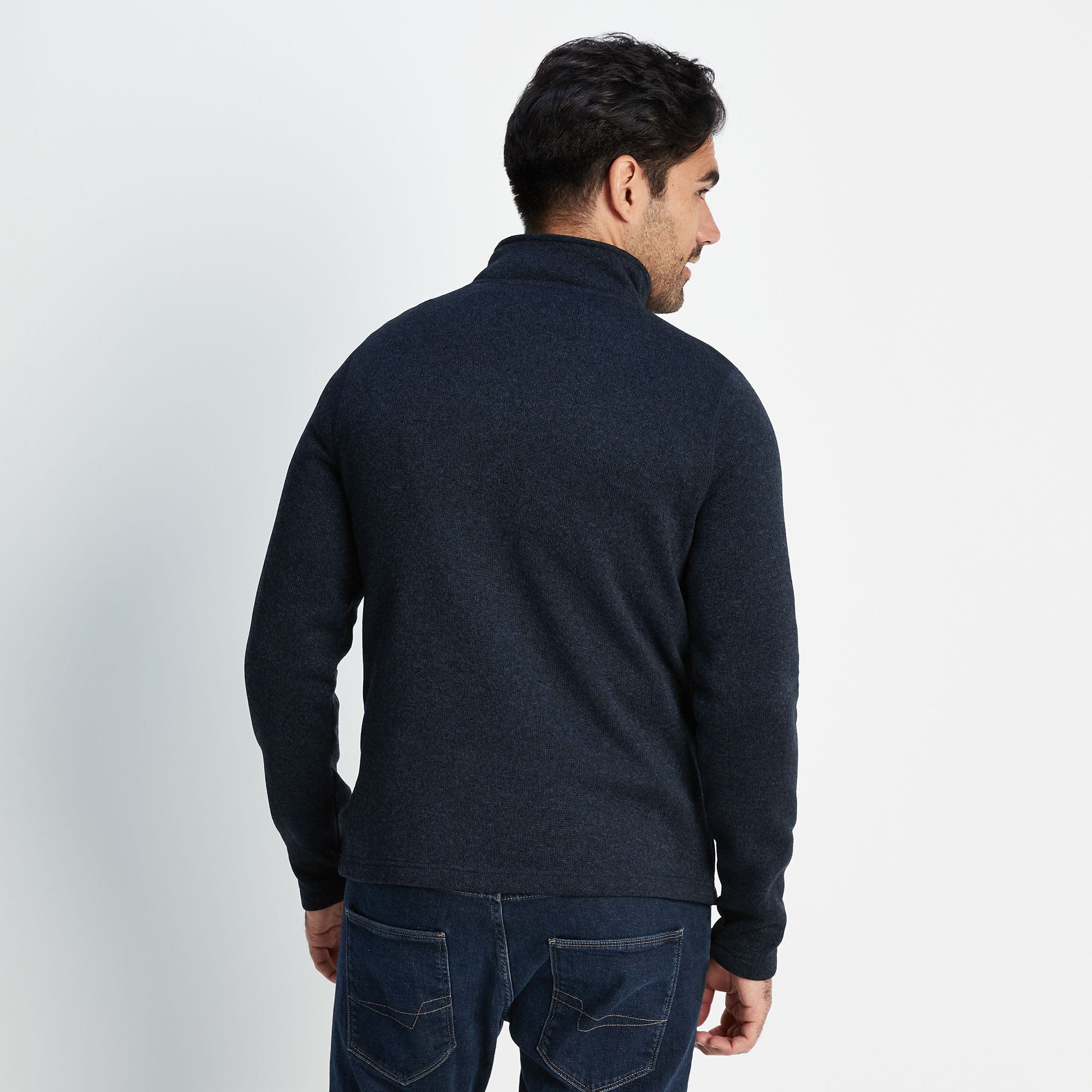 Pearson Mens Knitlook Quarter Zip Fleece - Dark Indigo Marl - Image 2
