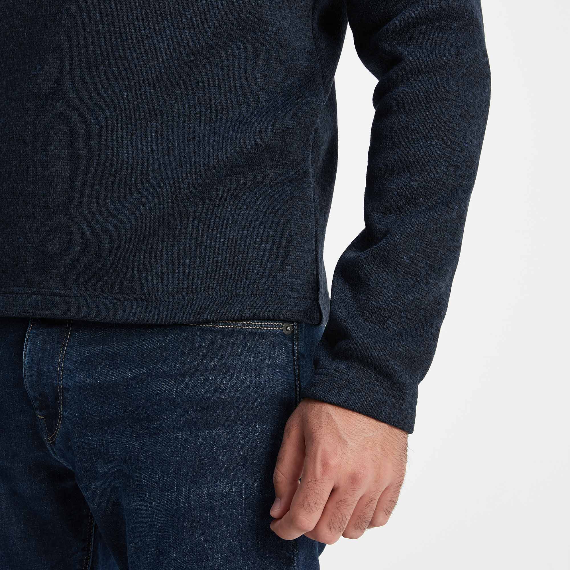 Pearson Mens Knitlook Quarter Zip Fleece - Dark Indigo Marl - Image 5