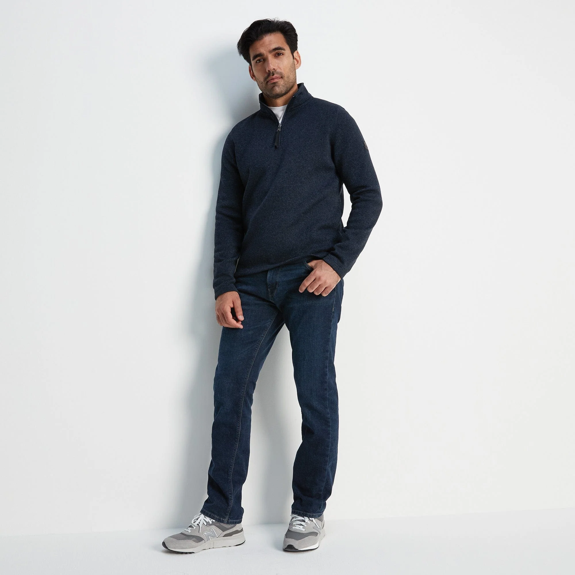 Pearson Mens Knitlook Quarter Zip Fleece - Dark Indigo Marl - Image 7