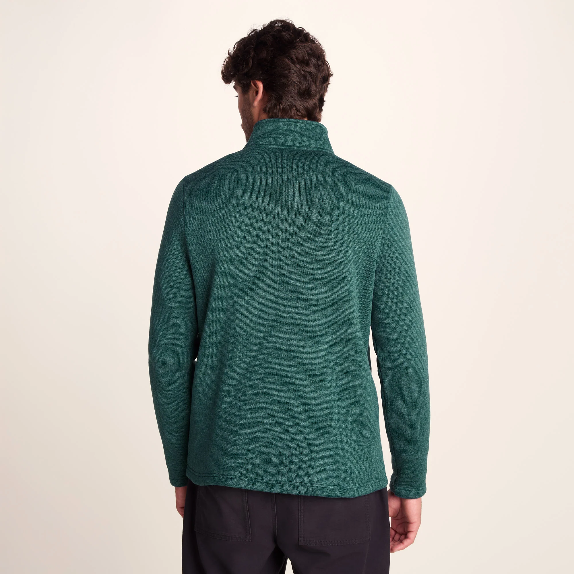 Pearson Mens Knitlook Quarter Zip Fleece - Dark Turquoise Marl - Image 3