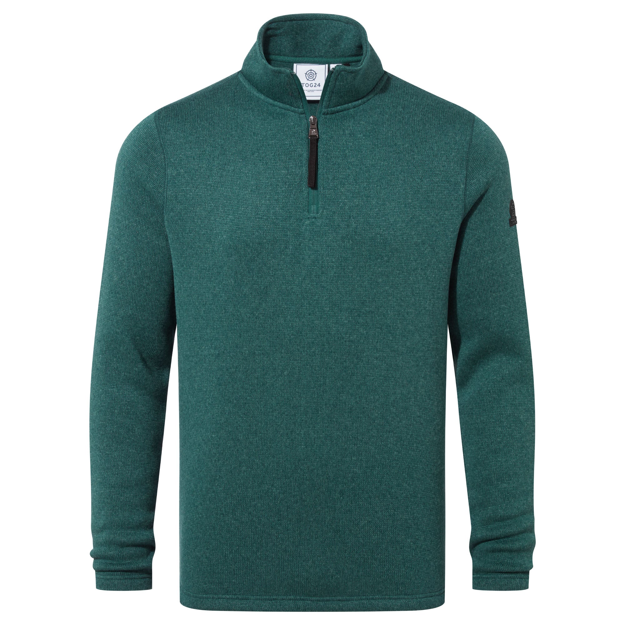 Pearson Mens Knitlook Quarter Zip Fleece - Dark Turquoise Marl - Image 7