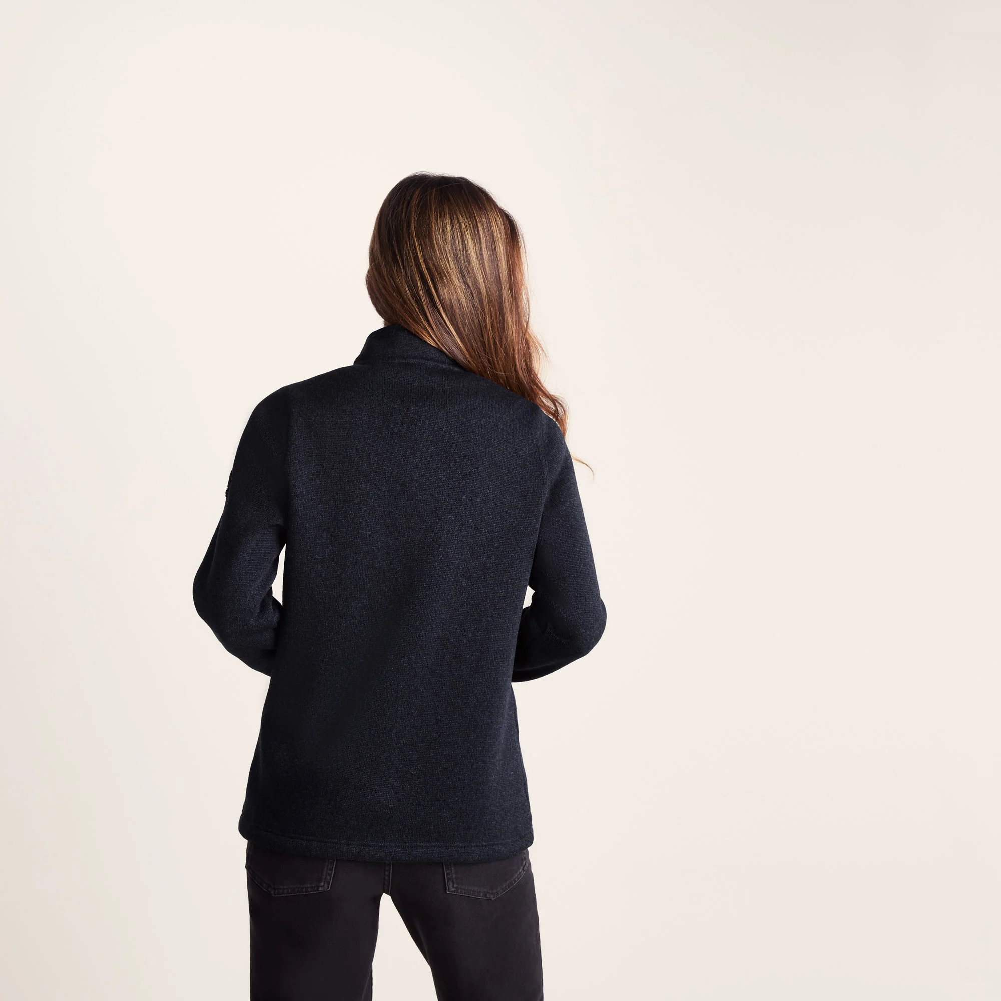 Pearson Womens Knitlook Quarter Zip Fleece - Dark Indigo Marl - Image 3