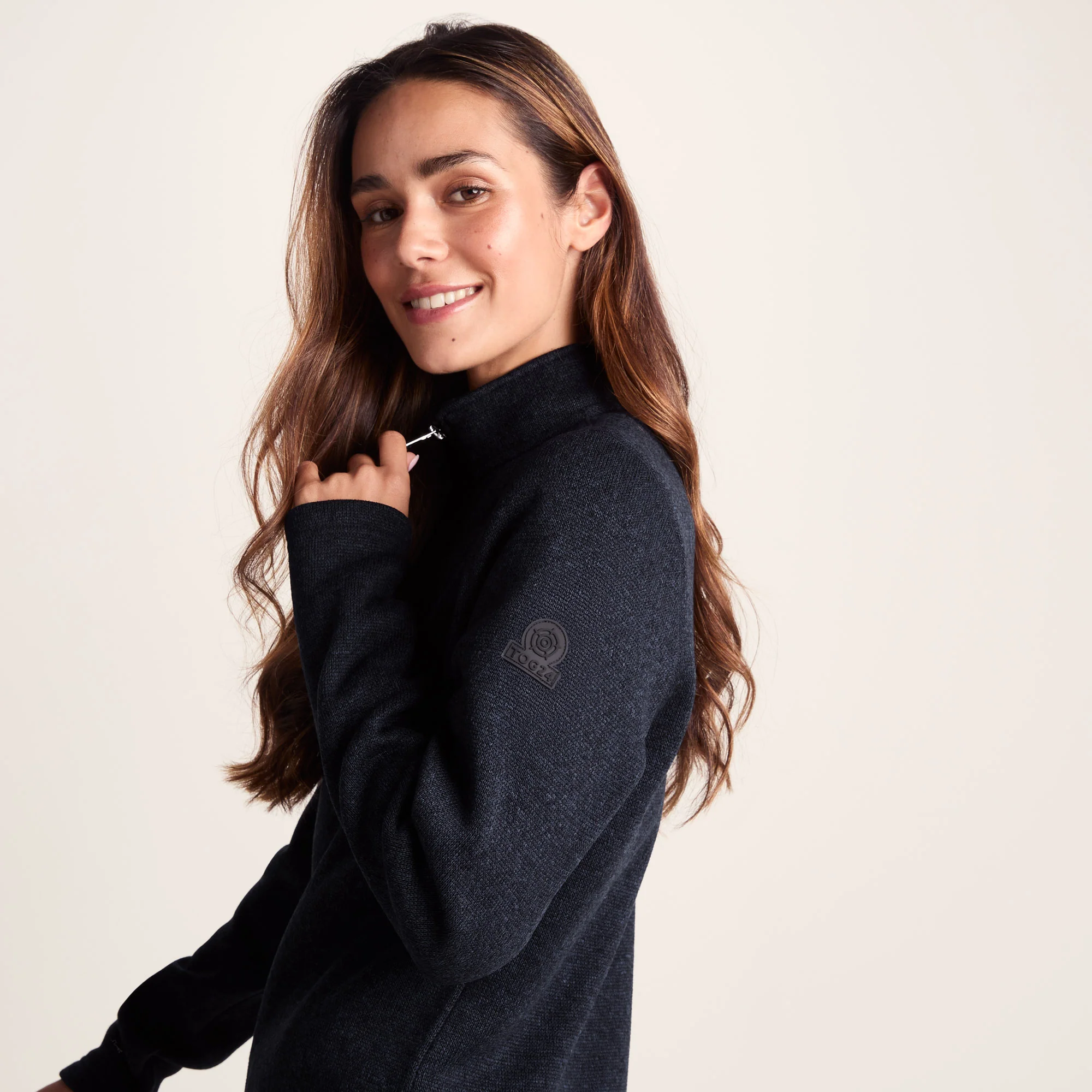 Pearson Womens Knitlook Quarter Zip Fleece - Dark Indigo Marl - Image 5