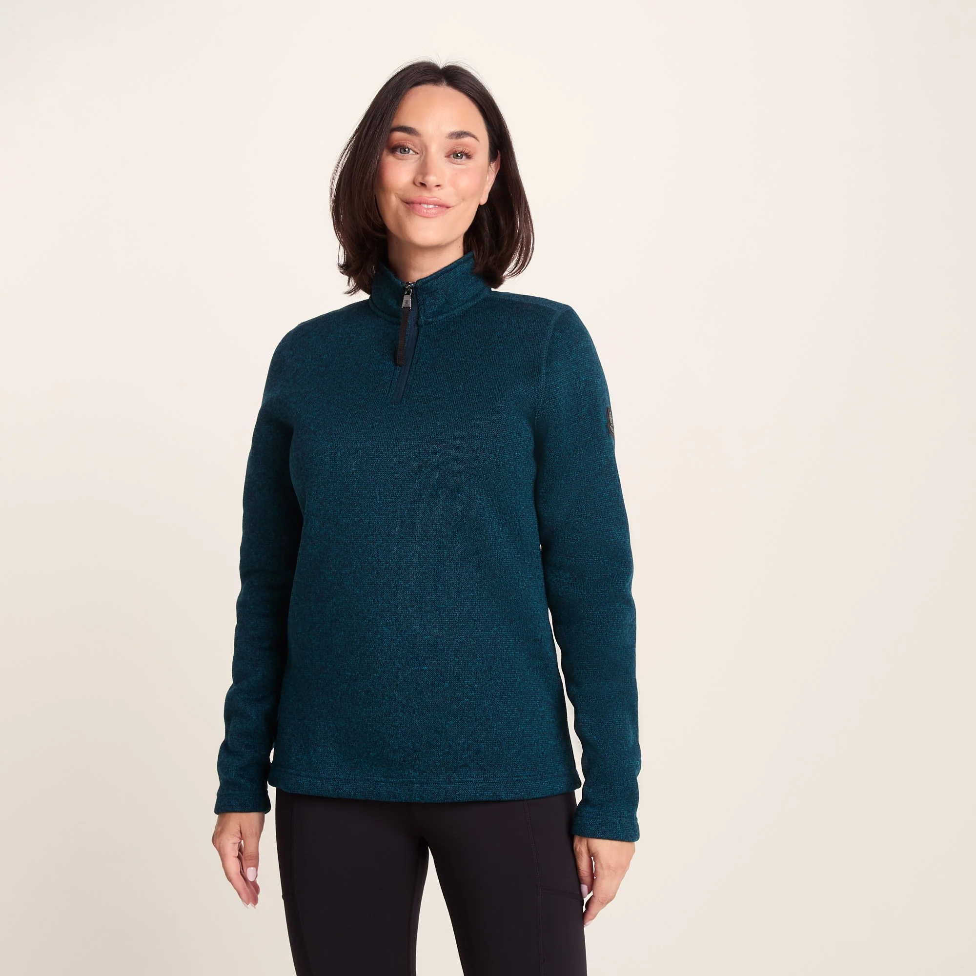 Pearson Womens Knitlook Quarter Zip Fleece - Deep Teal Marl - Image 4