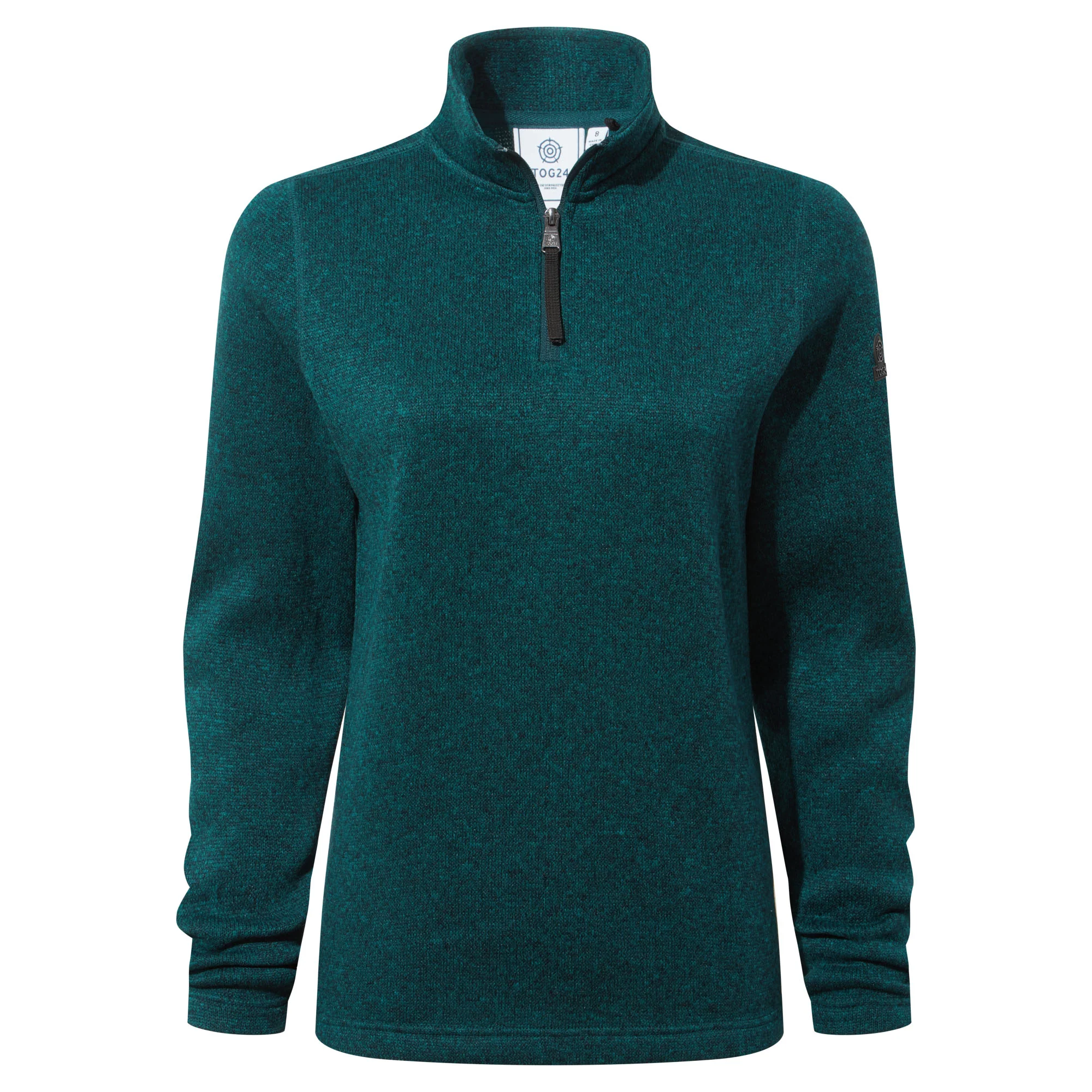 Pearson Womens Knitlook Quarter Zip Fleece - Deep Teal Marl - Image 7