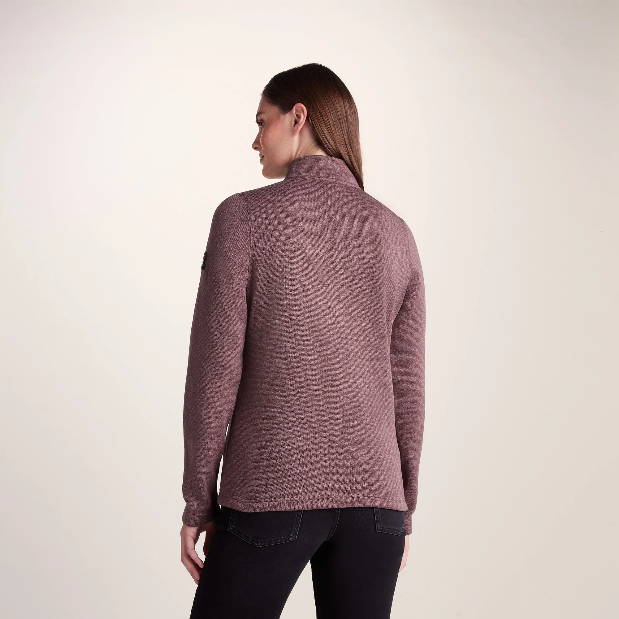 Pearson Womens Knitlook Quarter Zip Fleece - Mauve Marl - Image 4
