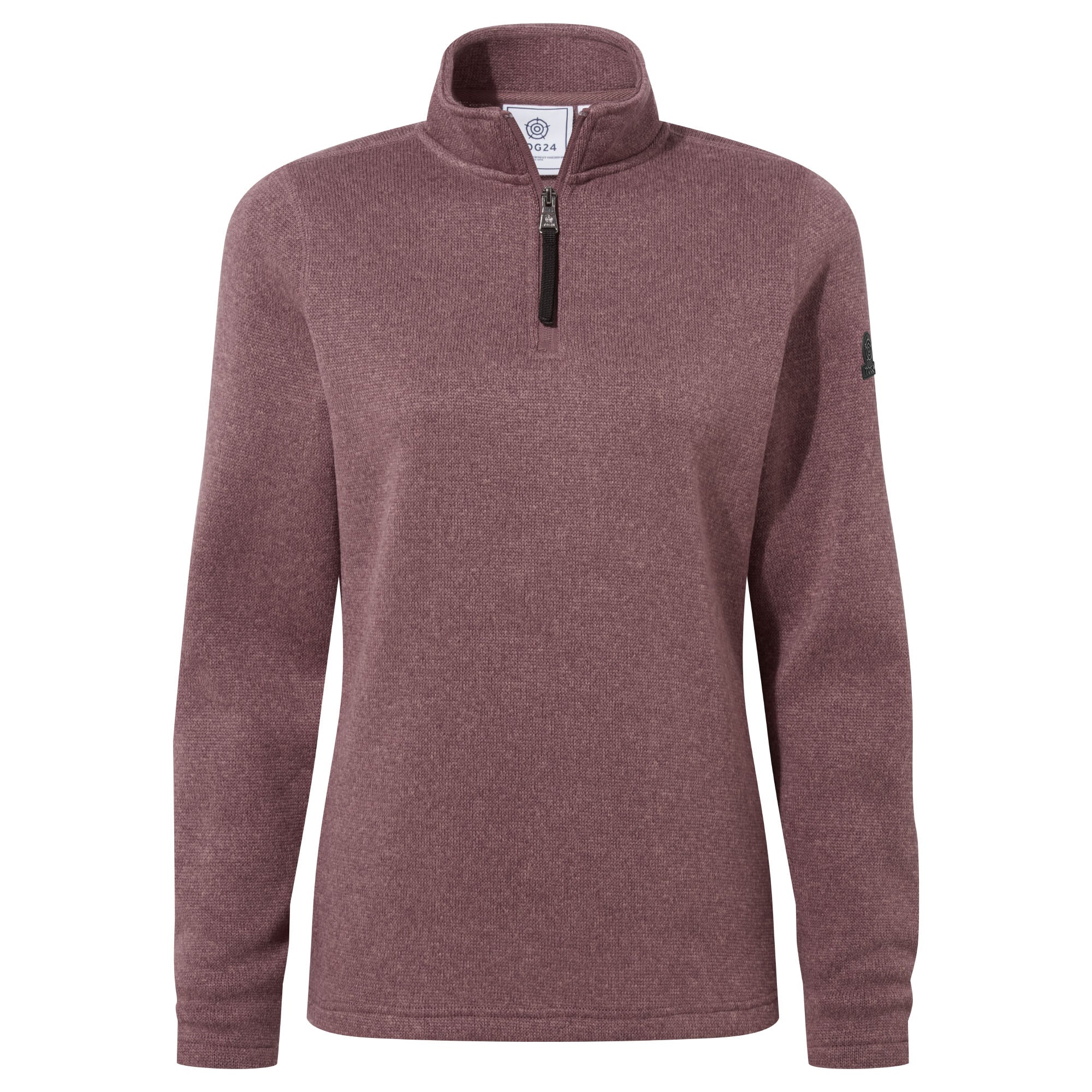 Pearson Womens Knitlook Quarter Zip Fleece - Mauve Marl - Image 7