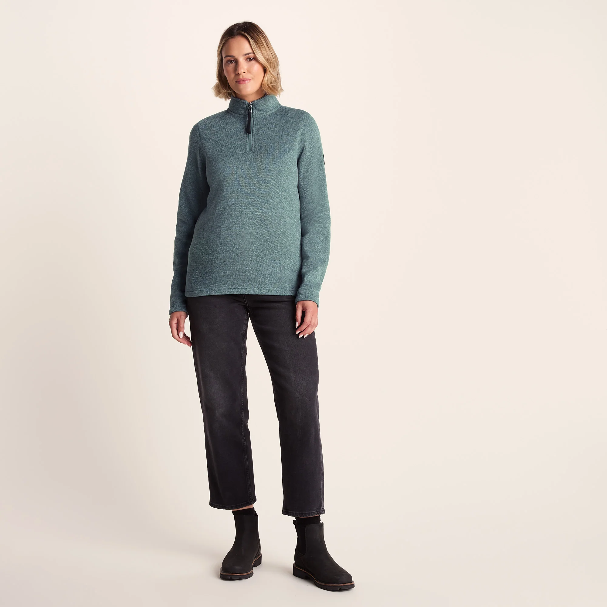 Pearson Womens Knitlook Quarter Zip Fleece - Mist Grey Marl - Image 3
