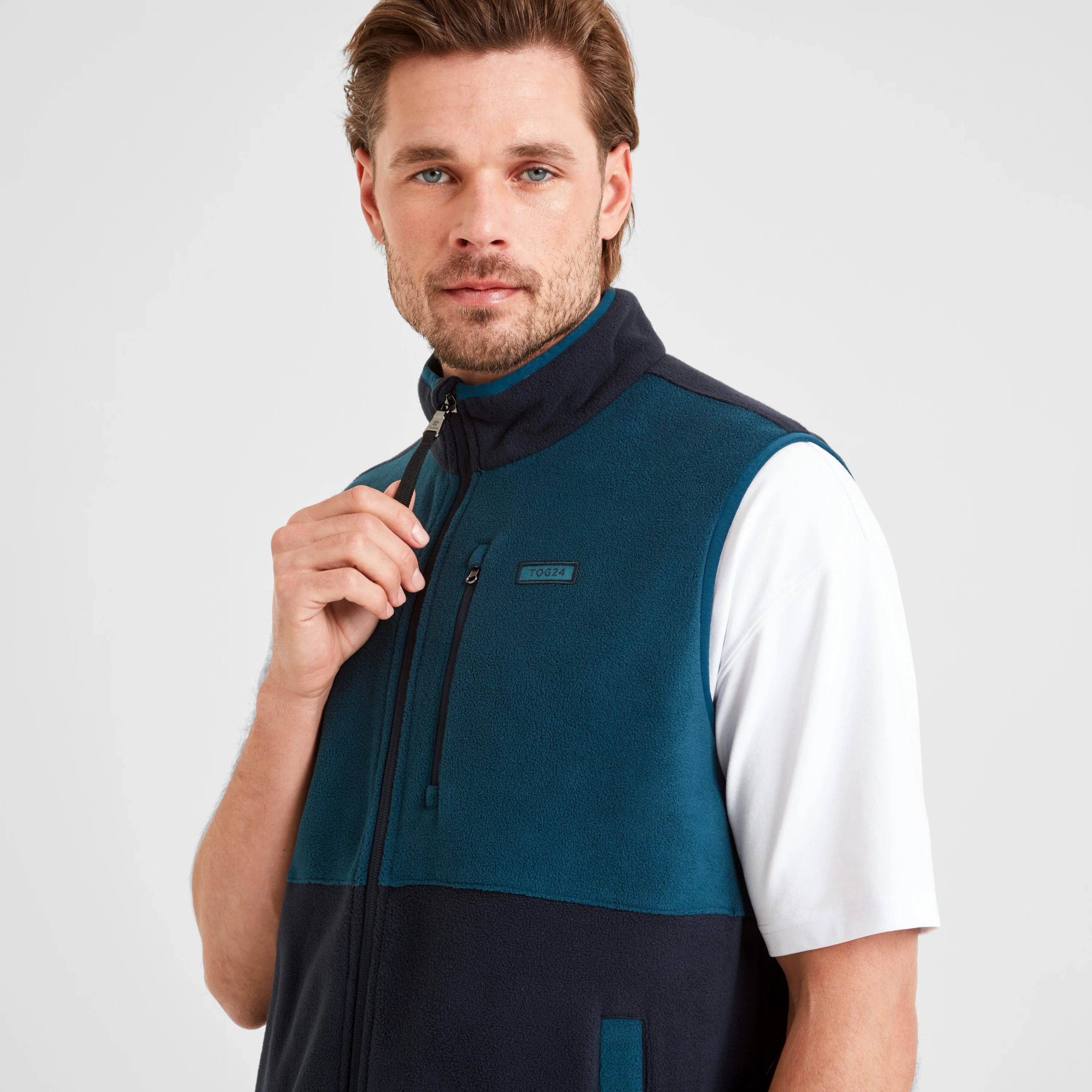 Pensford Mens Microfleece Gilet - Dark Indigo/Petrol Green - Image 5
