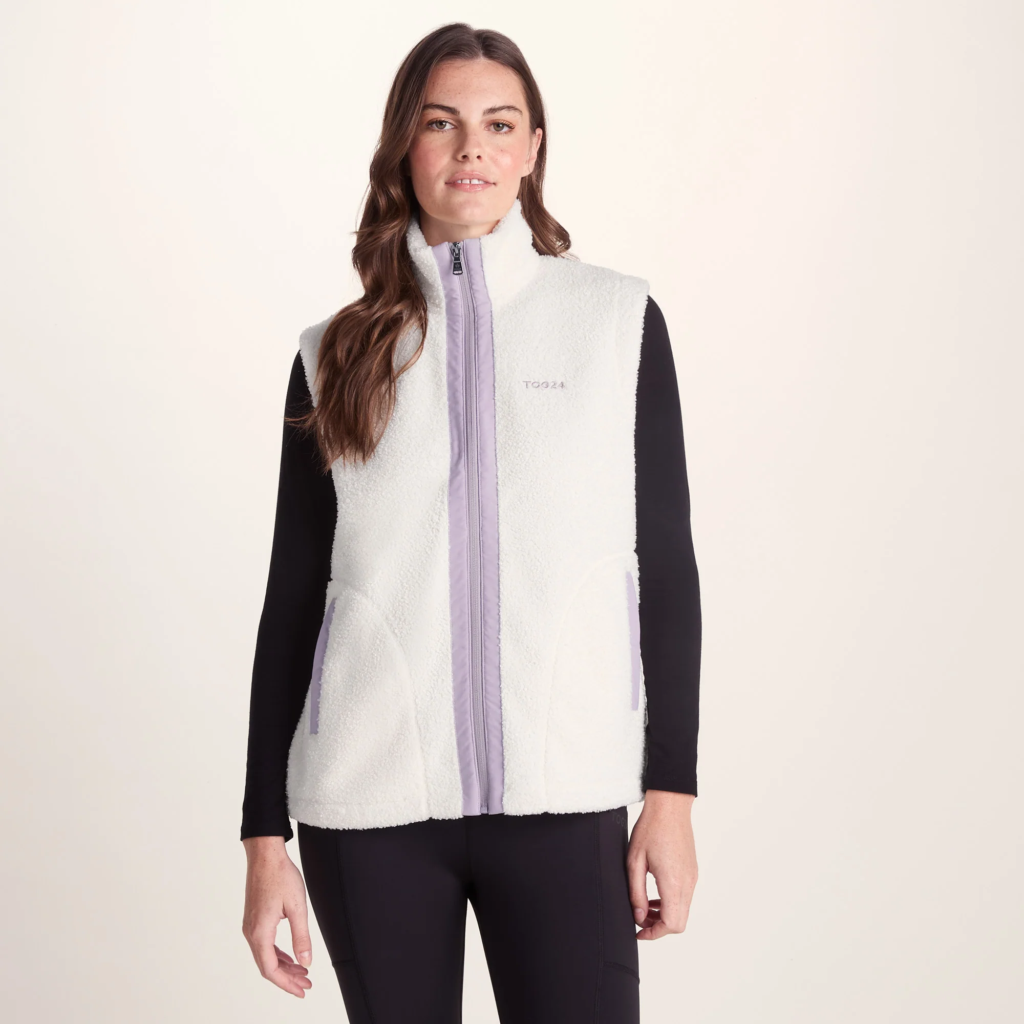 Peyton Womens Relaxed Fit Sherpa Fleece Gilet - Vanilla