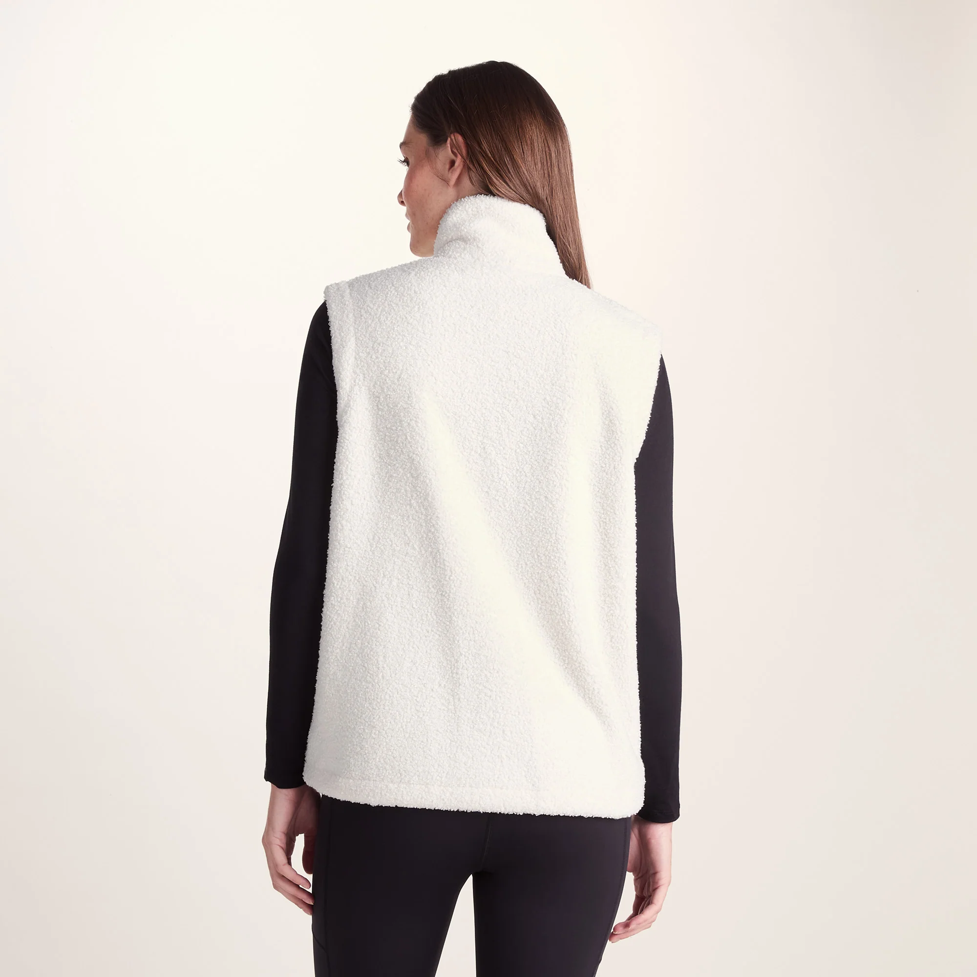 Peyton Womens Relaxed Fit Sherpa Fleece Gilet - Vanilla - Image 3