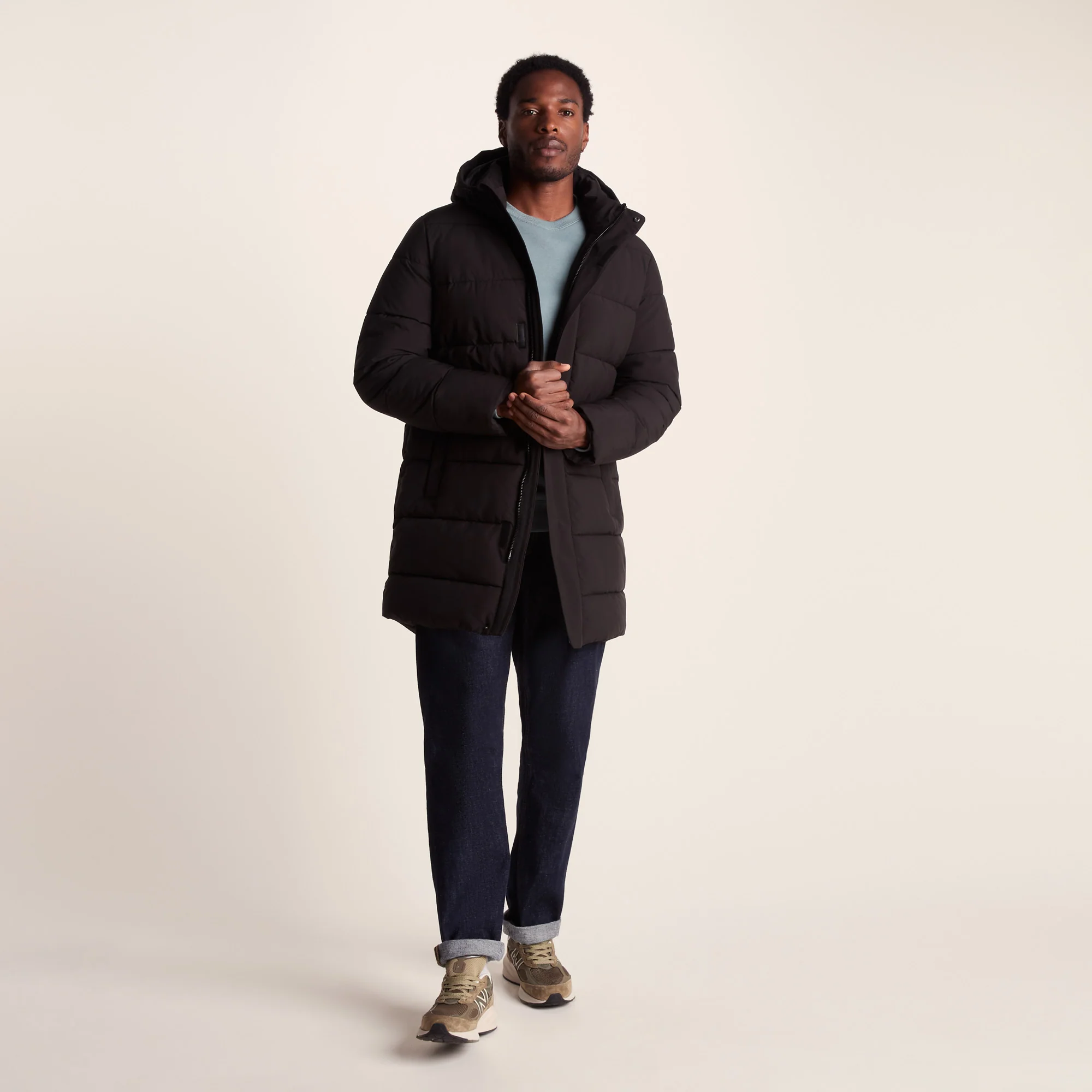 Preece Mens Long Shower Resistant Insulated Jacket - Black - Image 5