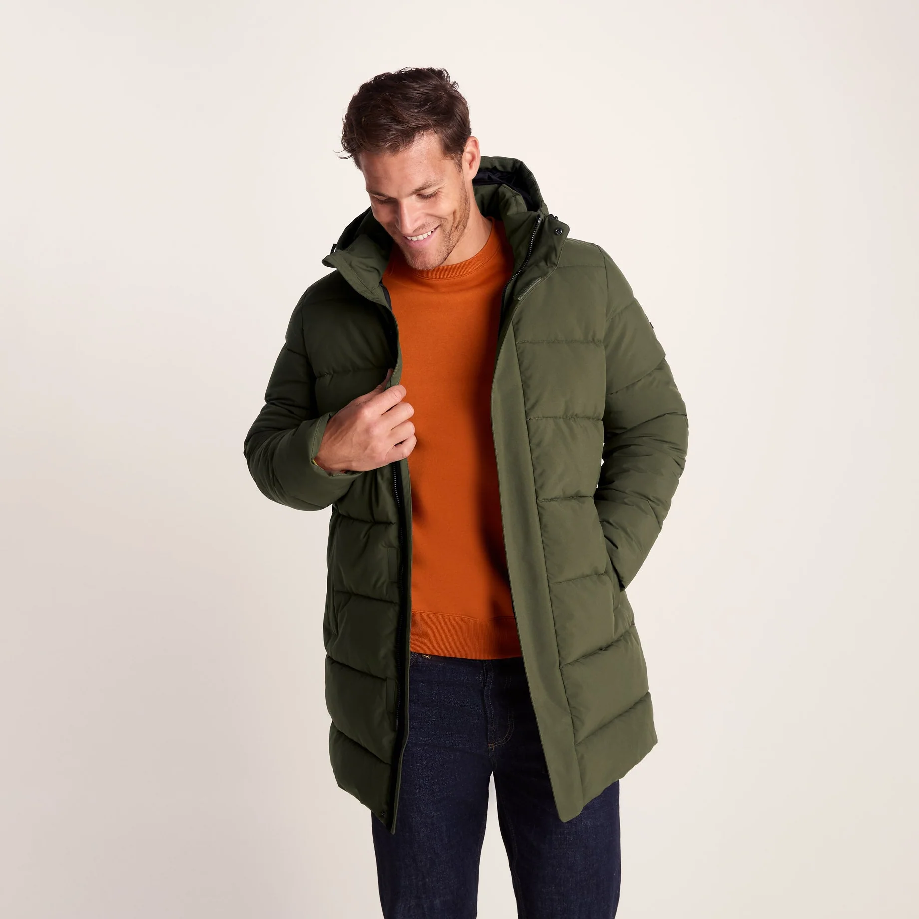 Preece Mens Long Shower Resistant Insulated Jacket - Khaki