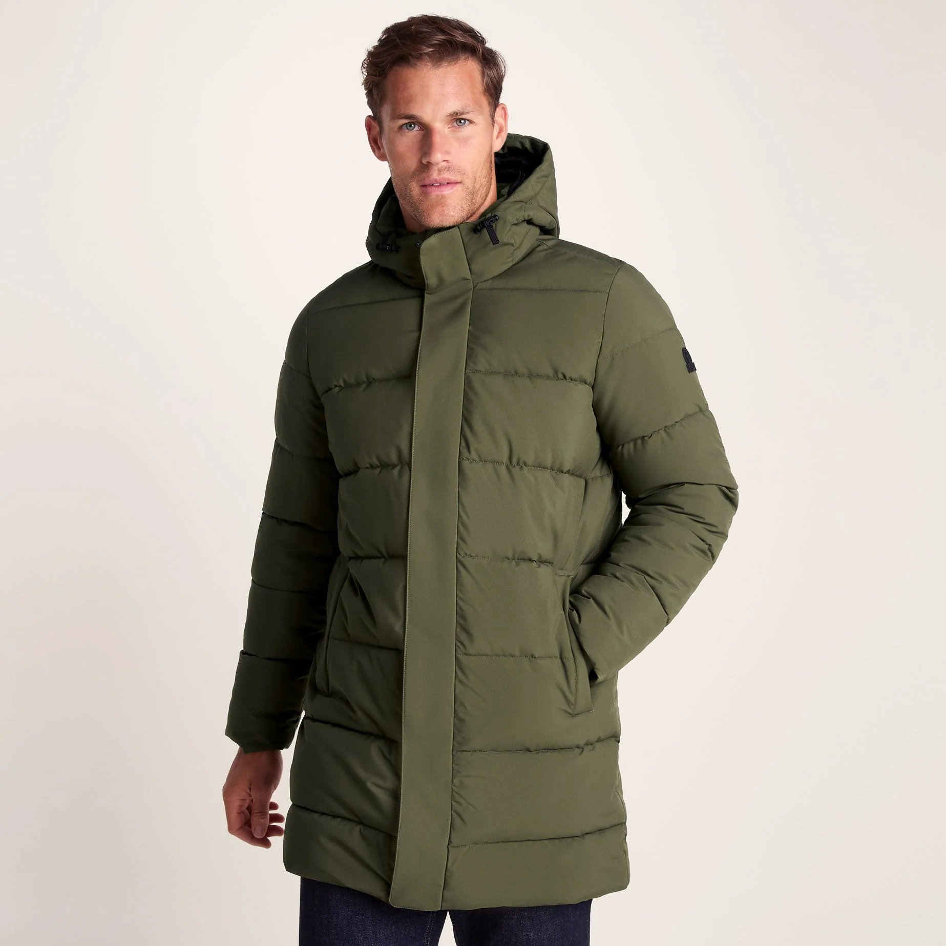 Preece Mens Long Shower Resistant Insulated Jacket - Khaki - Image 2