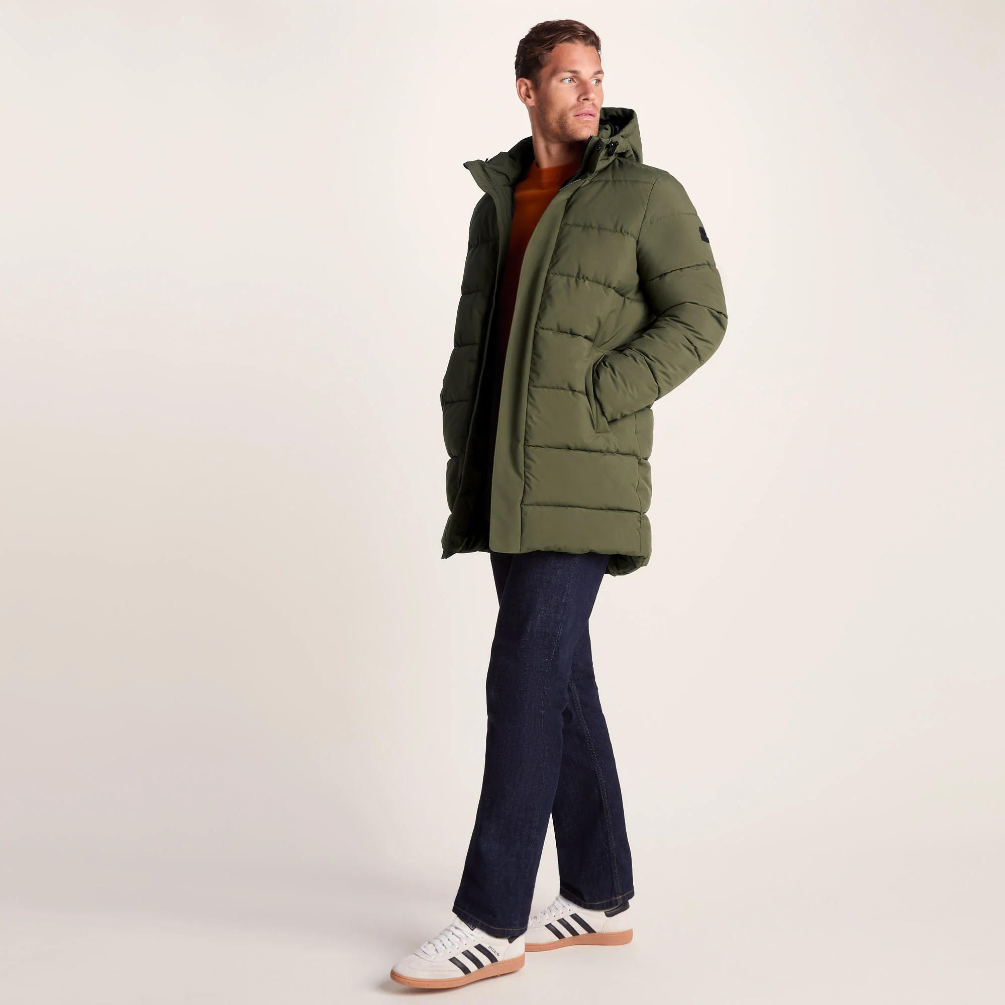 Preece Mens Long Shower Resistant Insulated Jacket - Khaki - Image 3