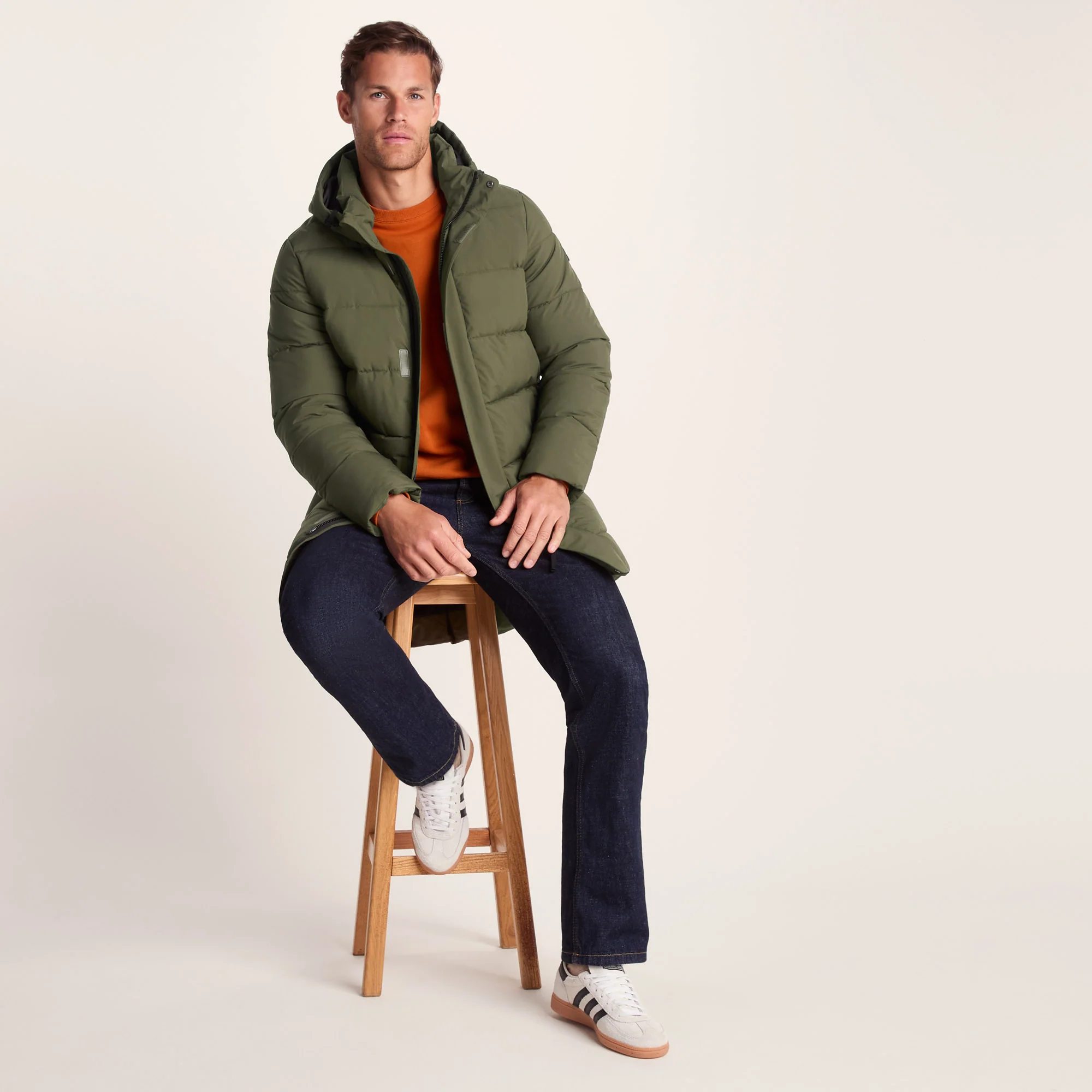 Preece Mens Long Shower Resistant Insulated Jacket - Khaki - Image 5