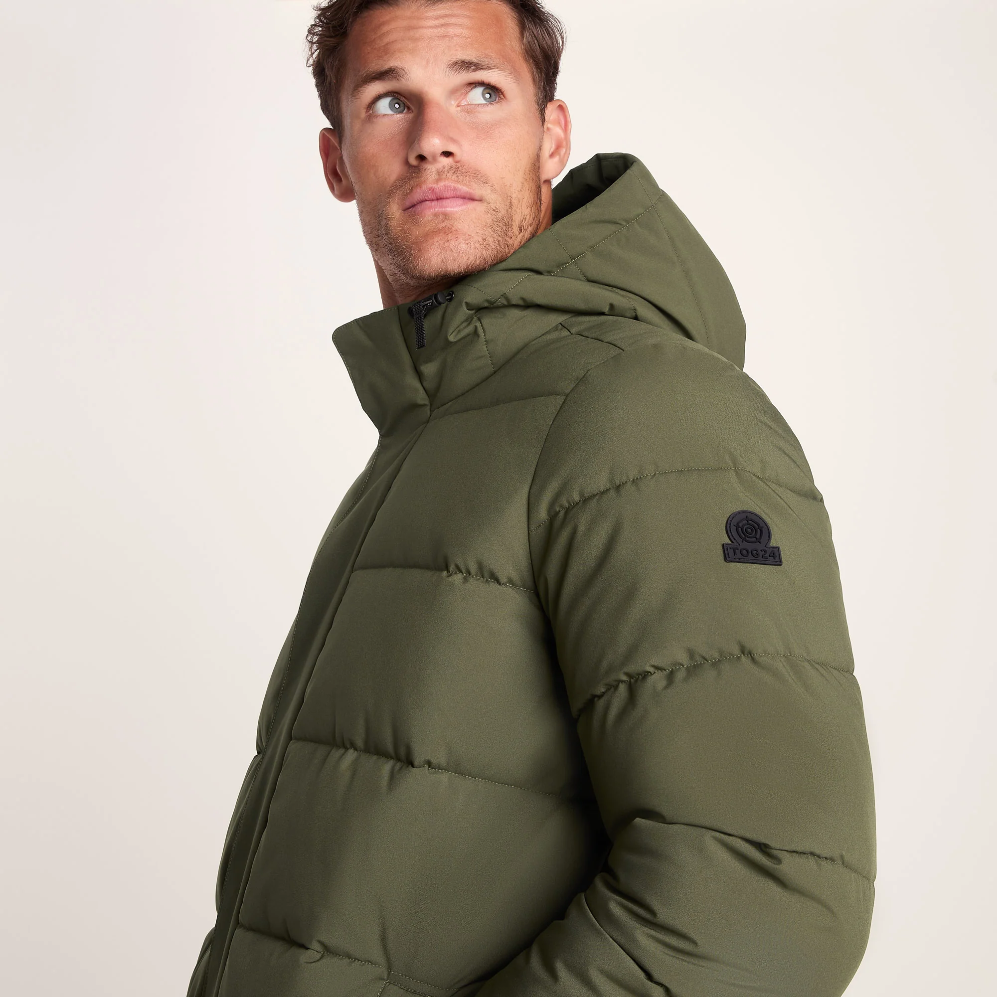 Preece Mens Long Shower Resistant Insulated Jacket - Khaki - Image 6