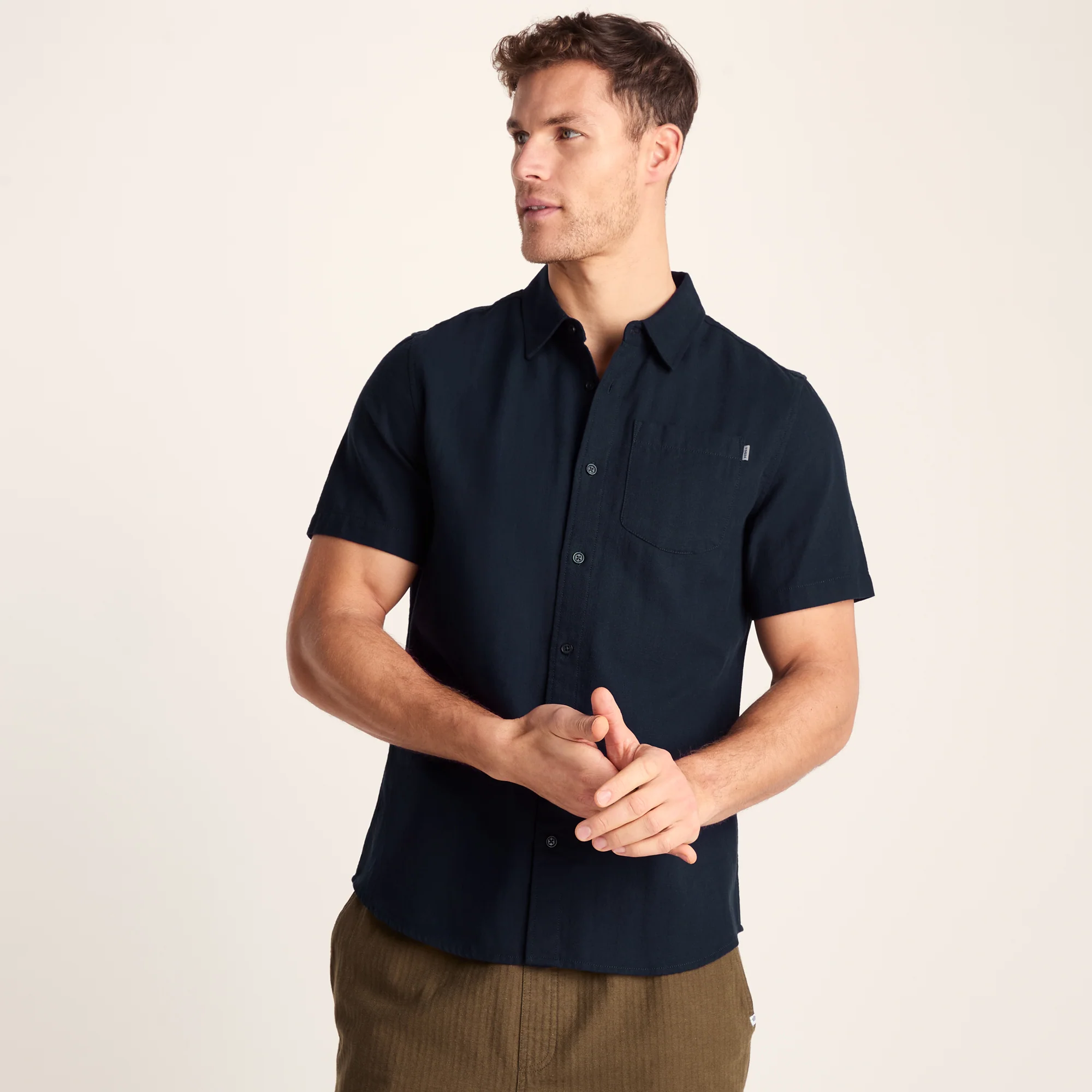 Preston Mens 100% Cotton Supersoft Short Sleeve Shirt - Indigo